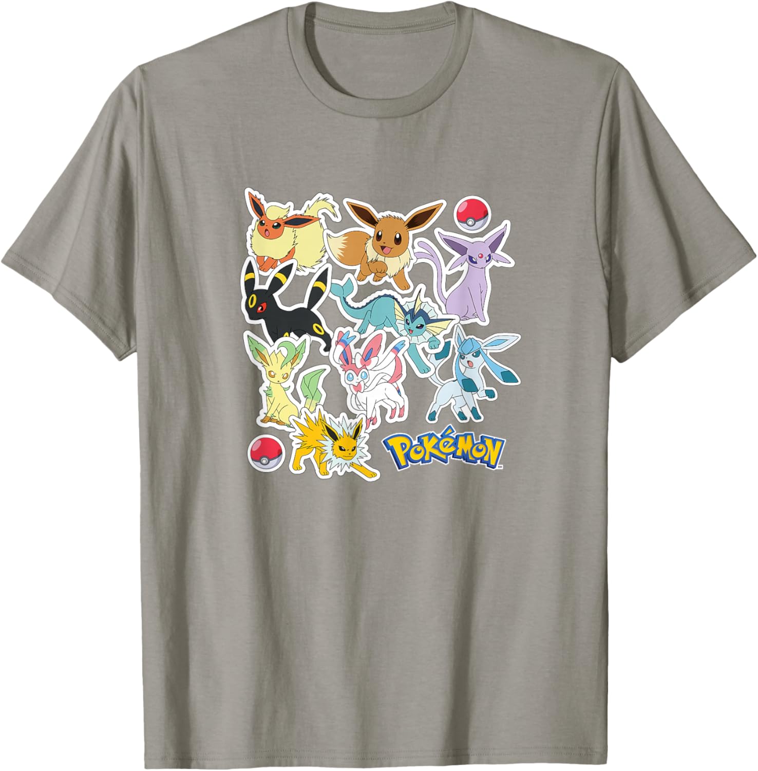 Eevee and Eeveelution Stickers T-Shirt for Pokémon Fans - Cool Apparel - 6