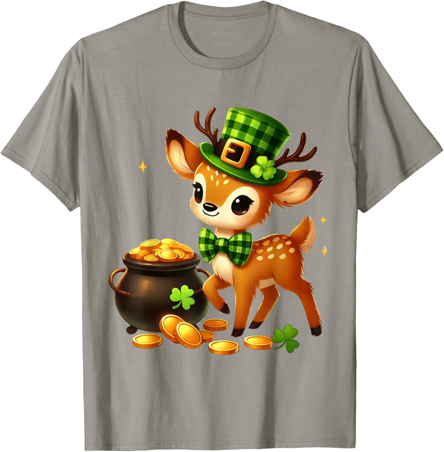 Cute Deer Leprechaun St Patrick's Day T-Shirt for Kids Fun Party Wear - 3