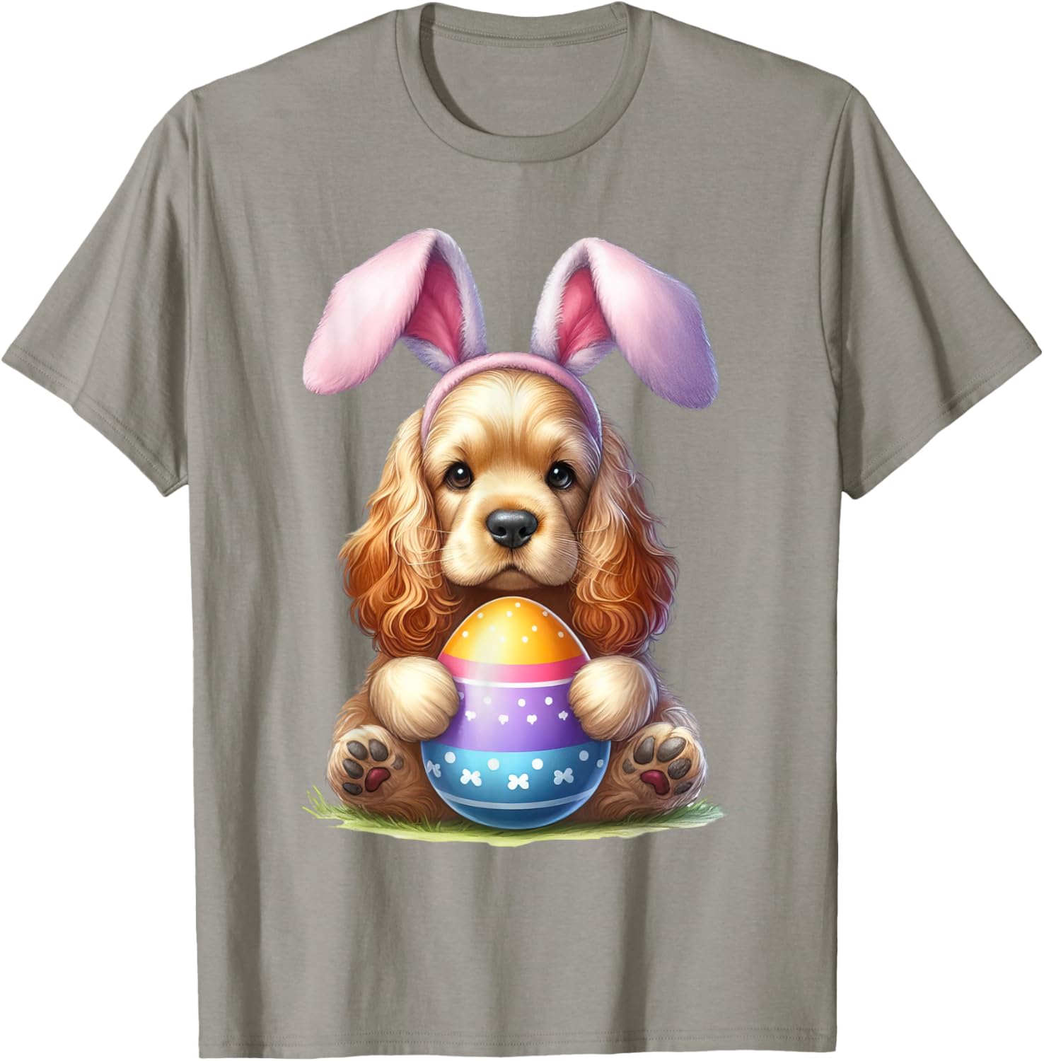 Cute Bunny Cocker Spaniel Easter T-Shirt for Men and Women Celebrating Spring - 5