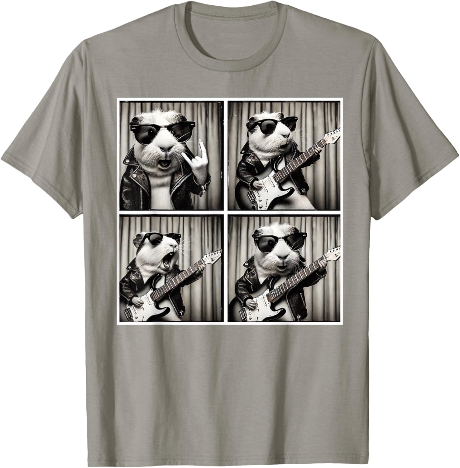 Cute Guinea Pig Electric Guitar T-Shirt for Music Lovers and Pet Fans - 24