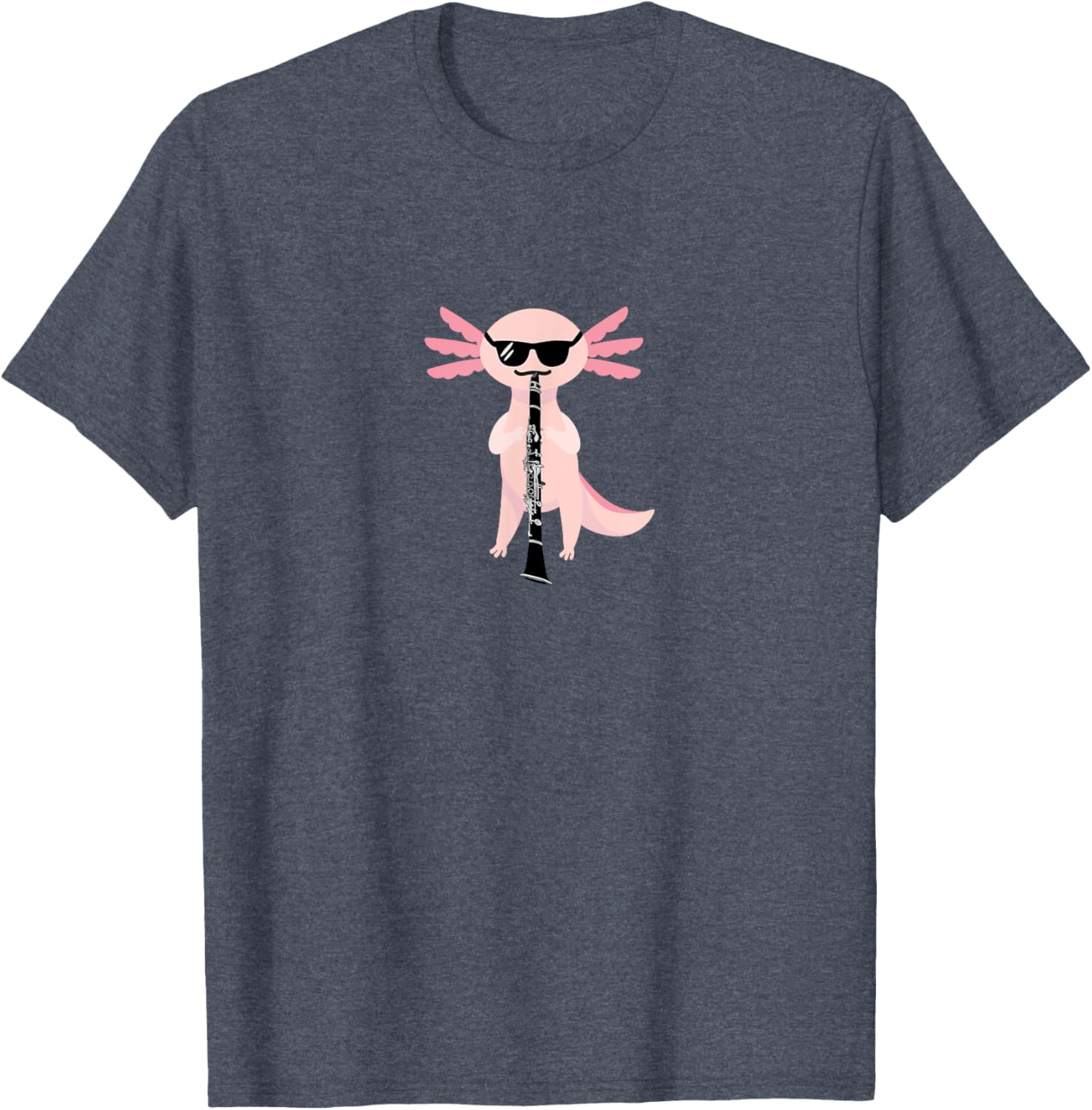 Funny Cute Axolotl T-Shirt with Sunglasses Playing Clarinet for Music Lovers - 3