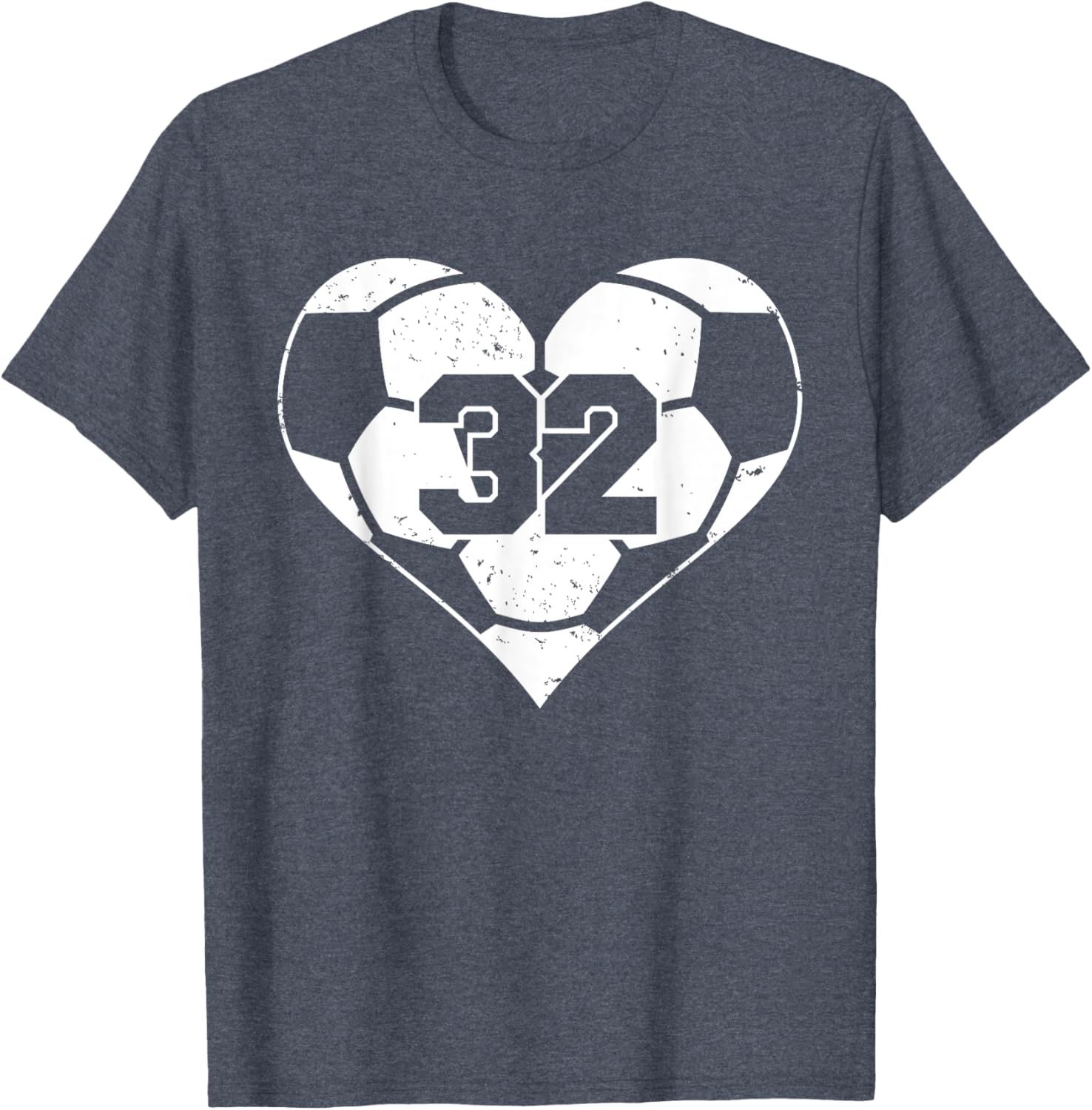 Funny Soccer Heart Game Day T-Shirt with Number 32 Jersey Design - 20