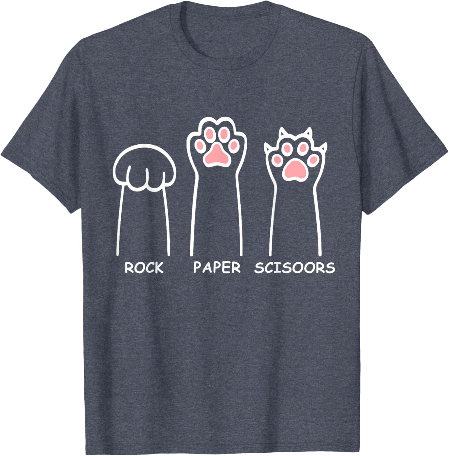 Funny Cat Paws Rock Paper Scissors T-Shirt for Men and Women - 1