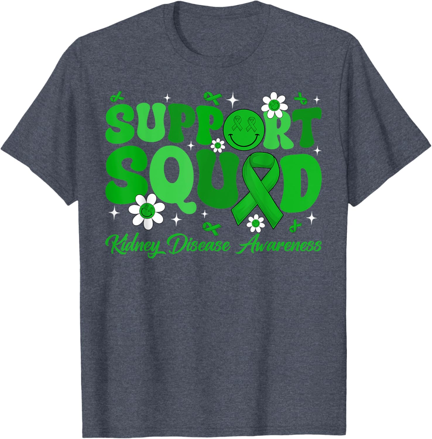 Groovy Support Squad Kidney Disease Awareness Green Ribbon T-Shirt - 24