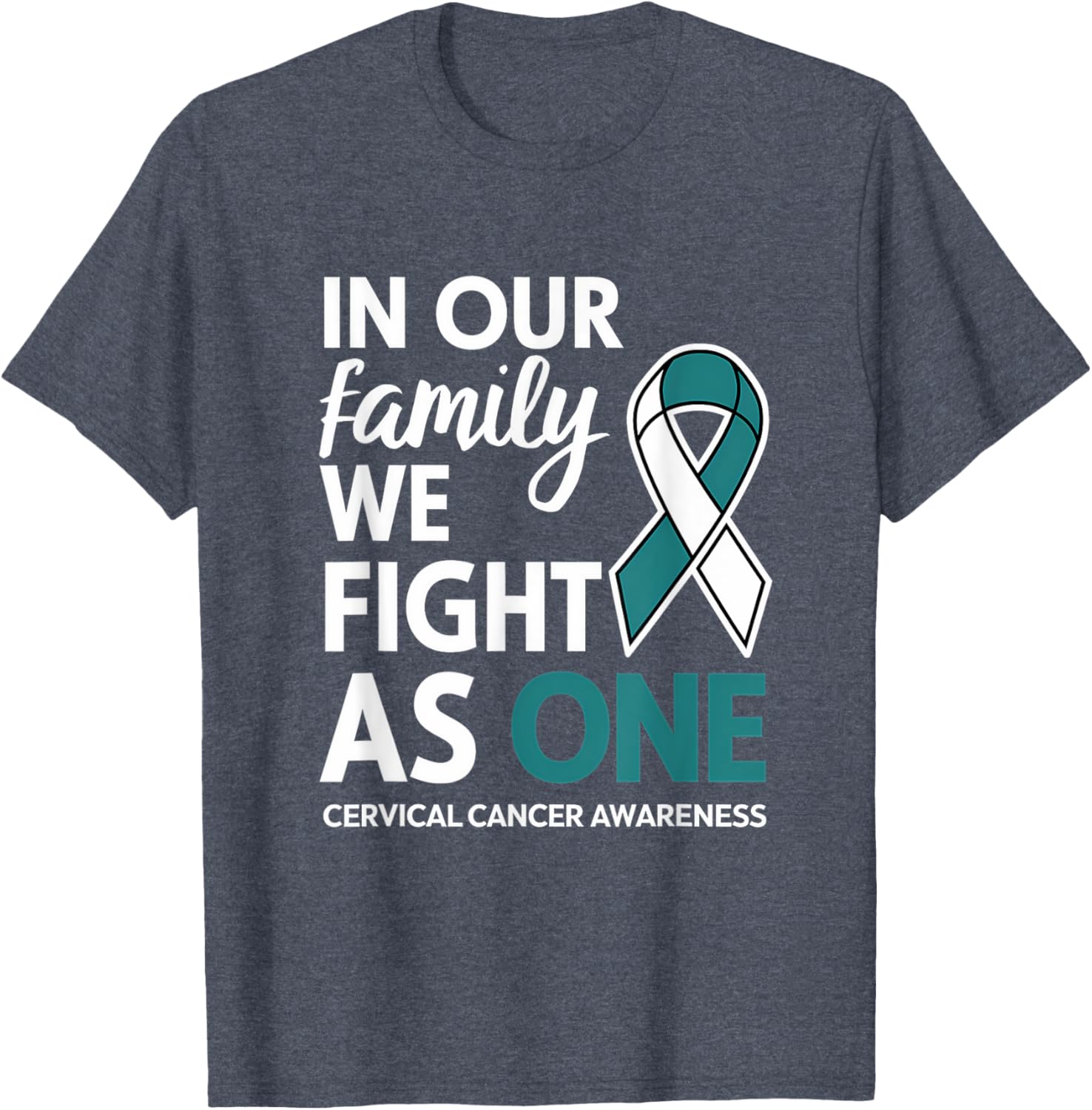 Cervical Cancer Awareness Teal Ribbon Family T-Shirt for Hope and Unity - 3