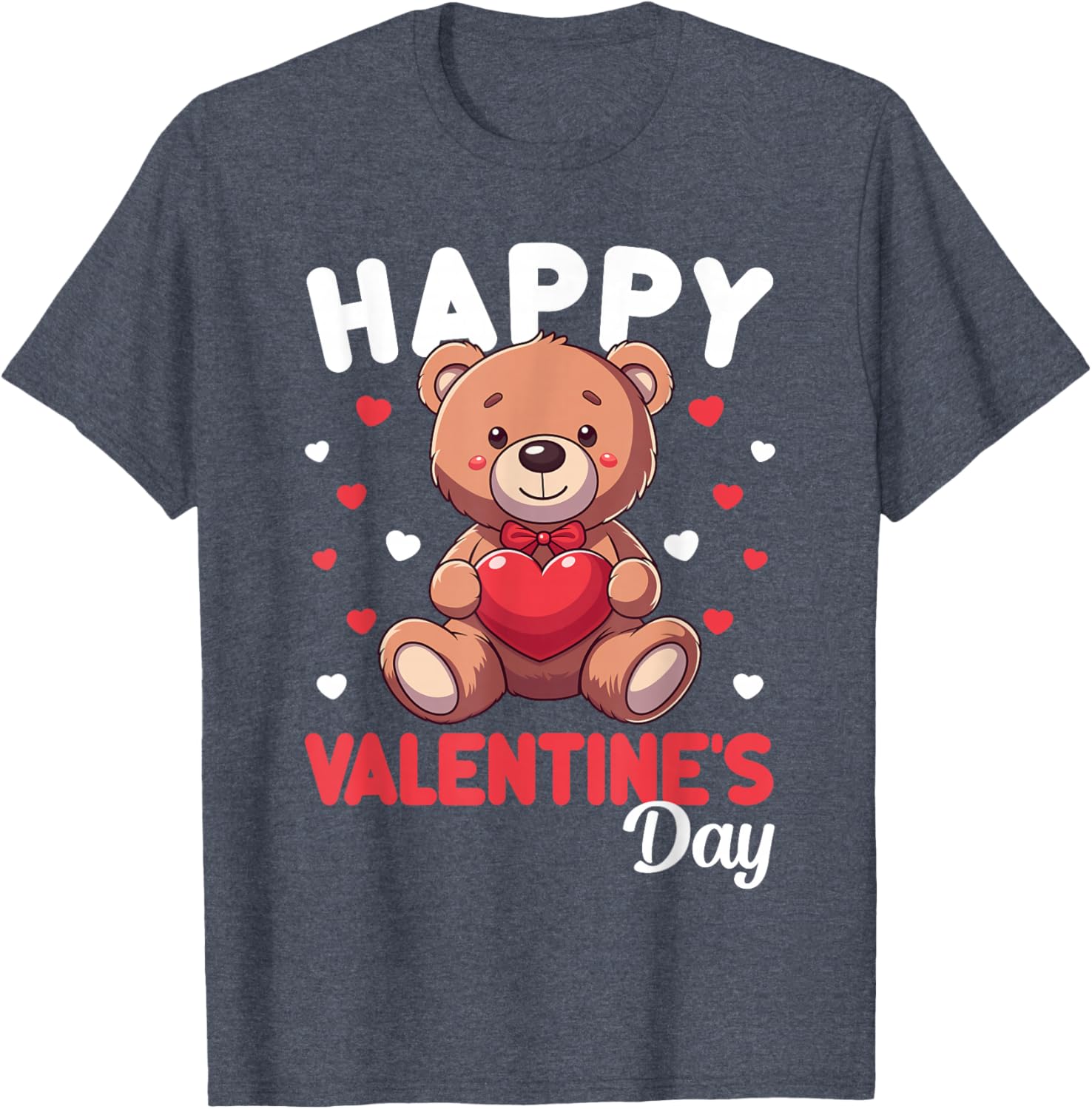 Cute Happy Valentine's Day Bear Heart T-Shirt for Kids and Women - 15