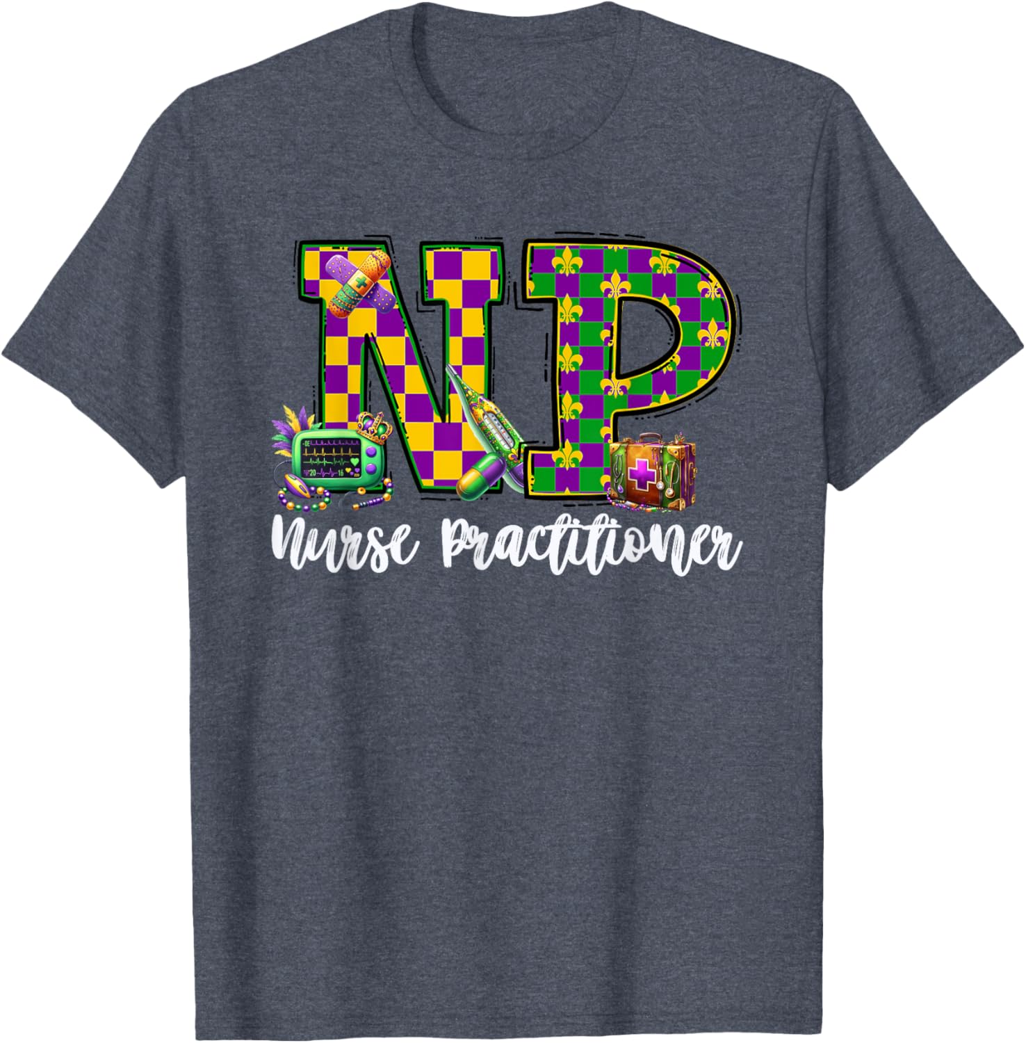 Cute Mardi Gras Nurse Practitioner T-Shirt for Women, Fun and Stylish - 28