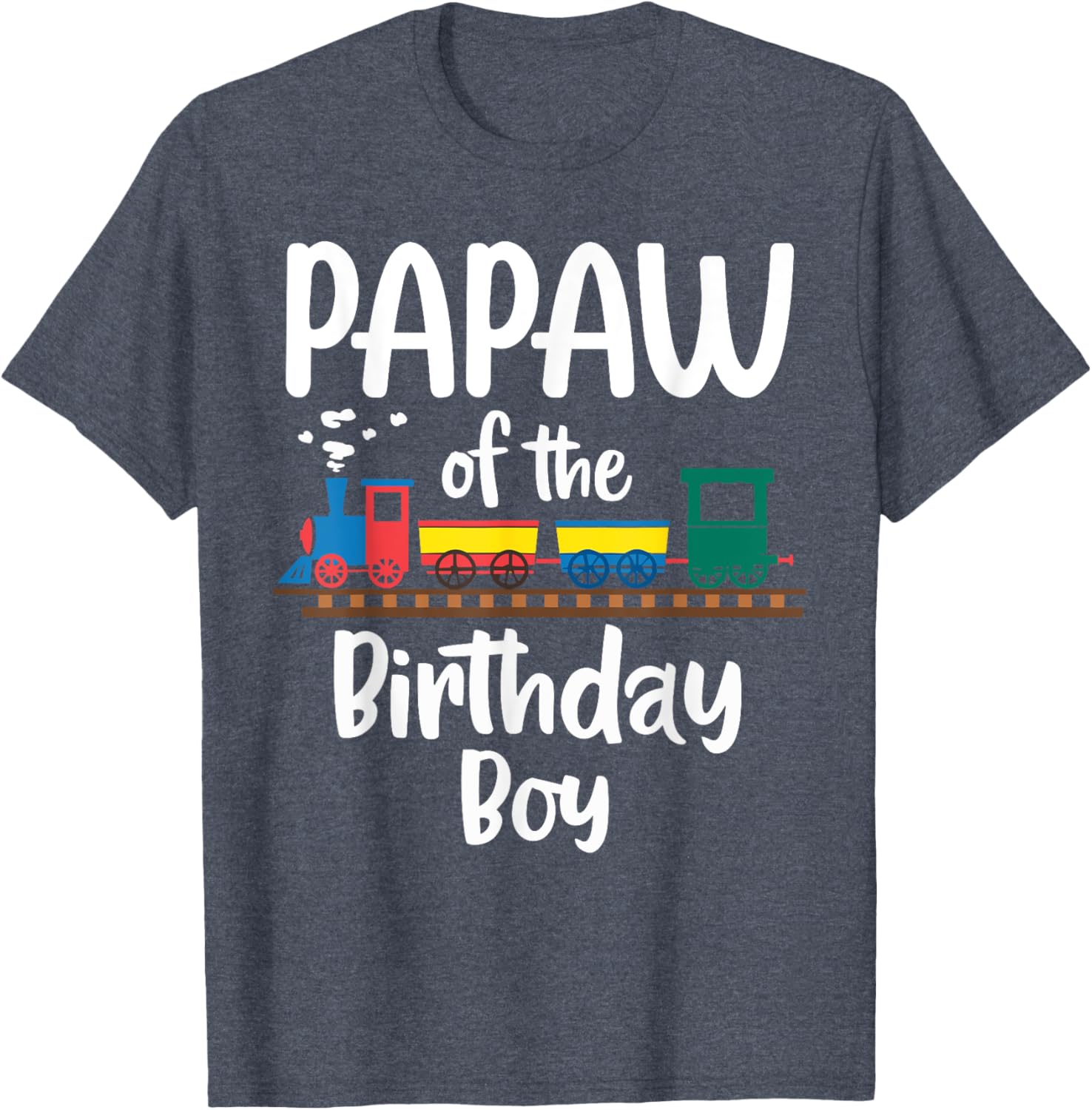 Cute Papaw Birthday Boy Train Toys T-Shirt for Dad's Special Day - 2