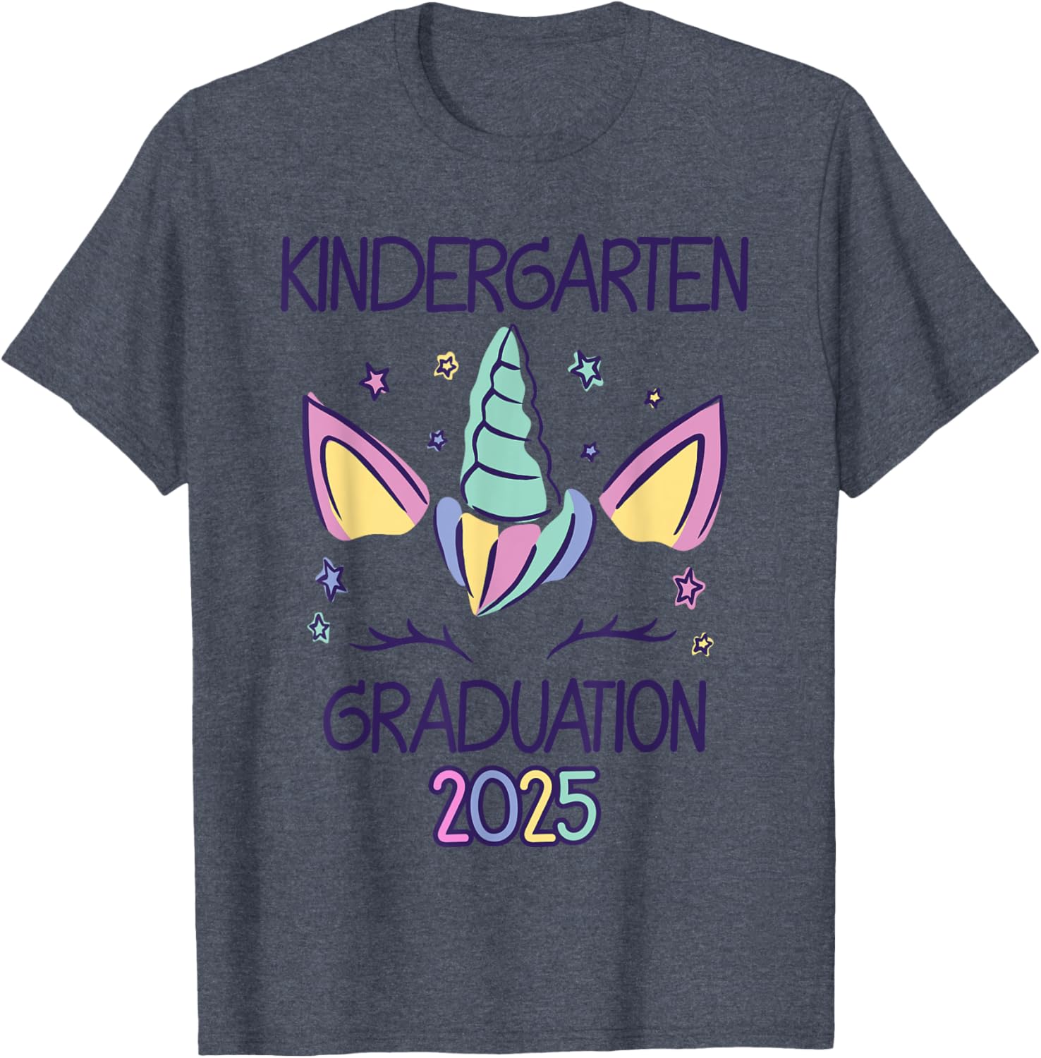 Cute Unicorn Kindergarten Graduation 2025 T-Shirt for Kids - 1