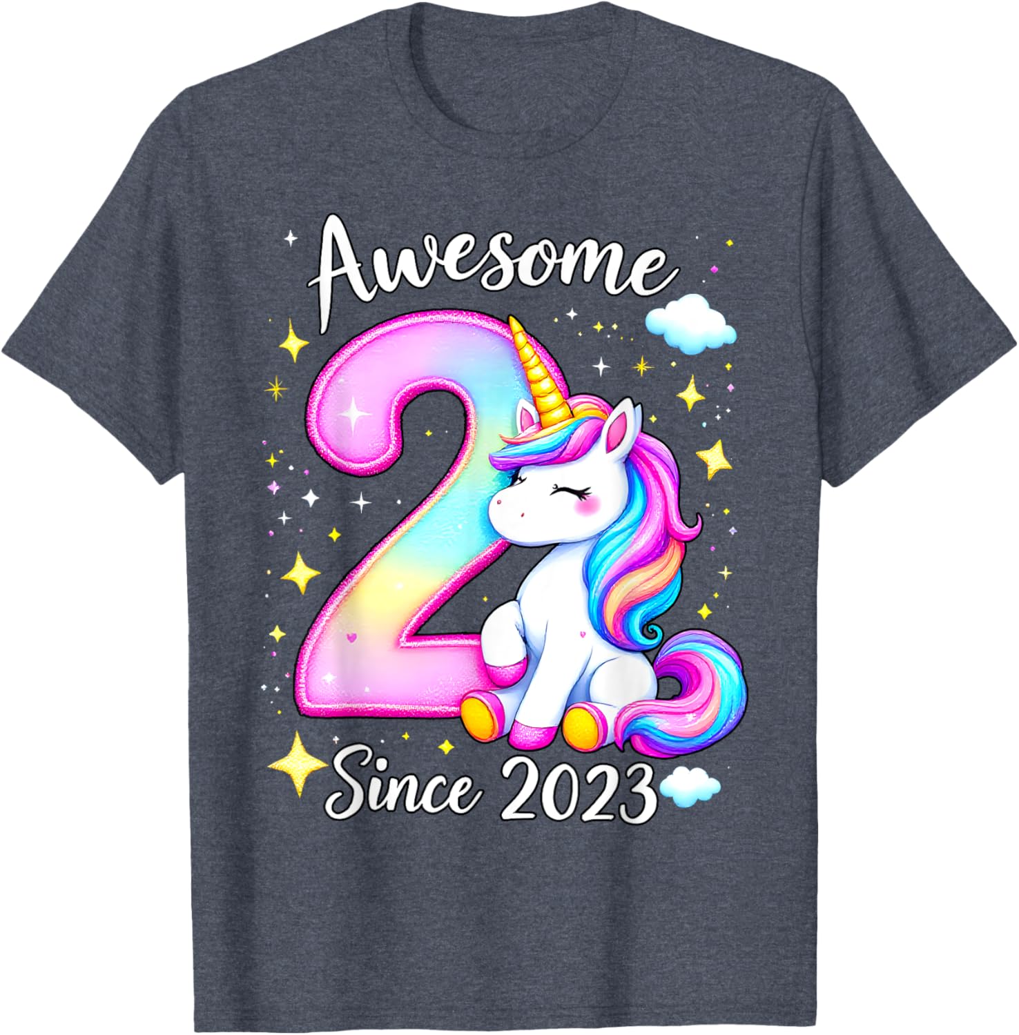 Cute Unicorn 2nd Birthday Girls T-Shirt for Awesome Celebrations - 18