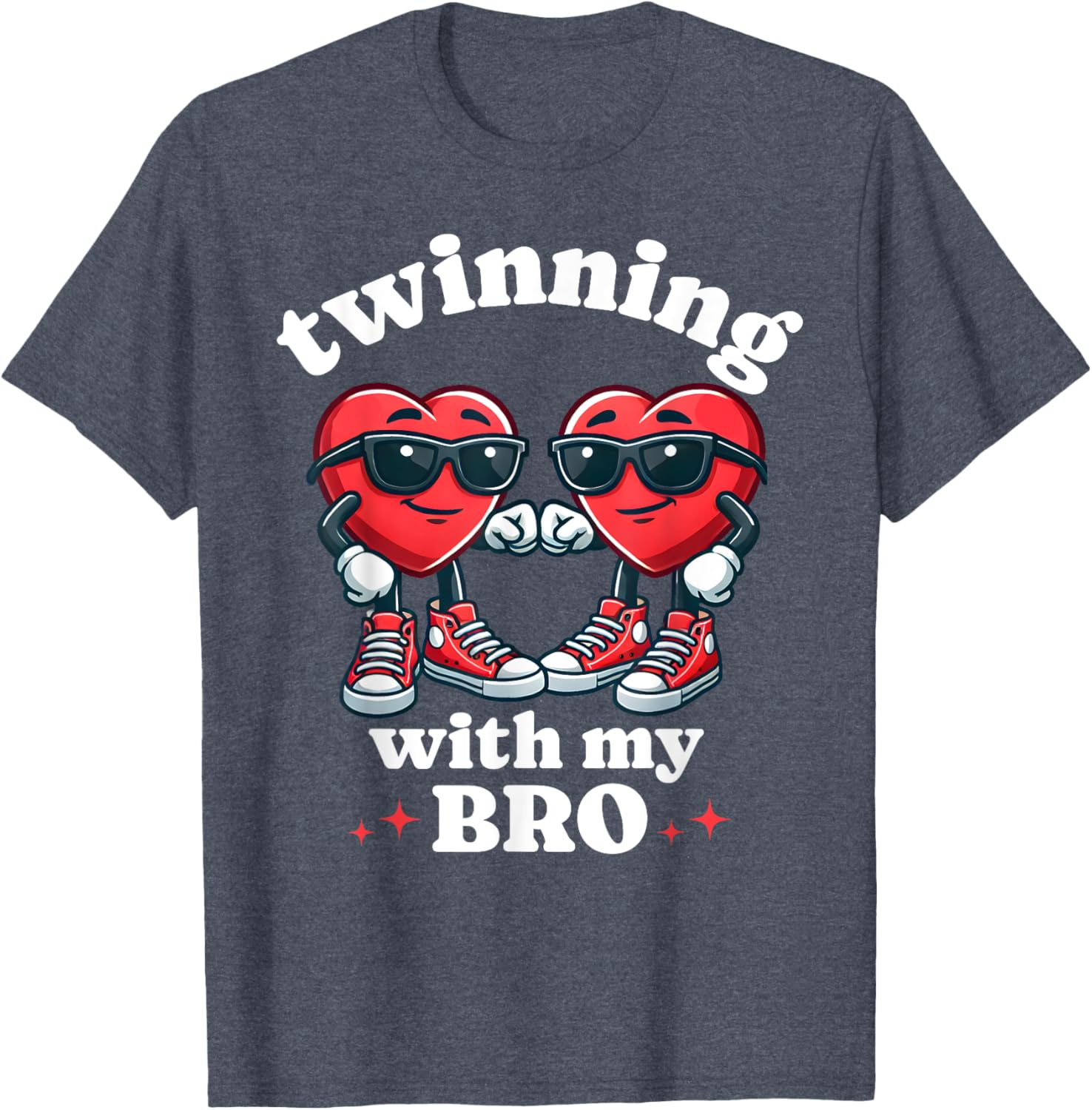 Cute Twinning With My Bro Valentine's Day T-Shirt for Twin Boys - 9