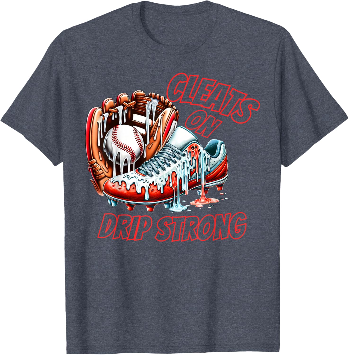 Cool Cleats On Drip Baseball Ice Cream T-Shirt for Kids and Adults - 23
