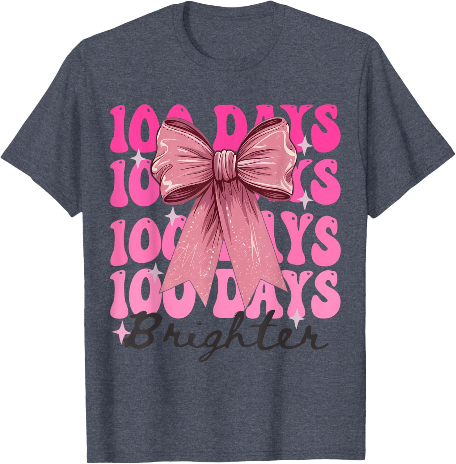 Cute 100 Days of School Girls Coquette Bow T-Shirt for Celebrations - 9