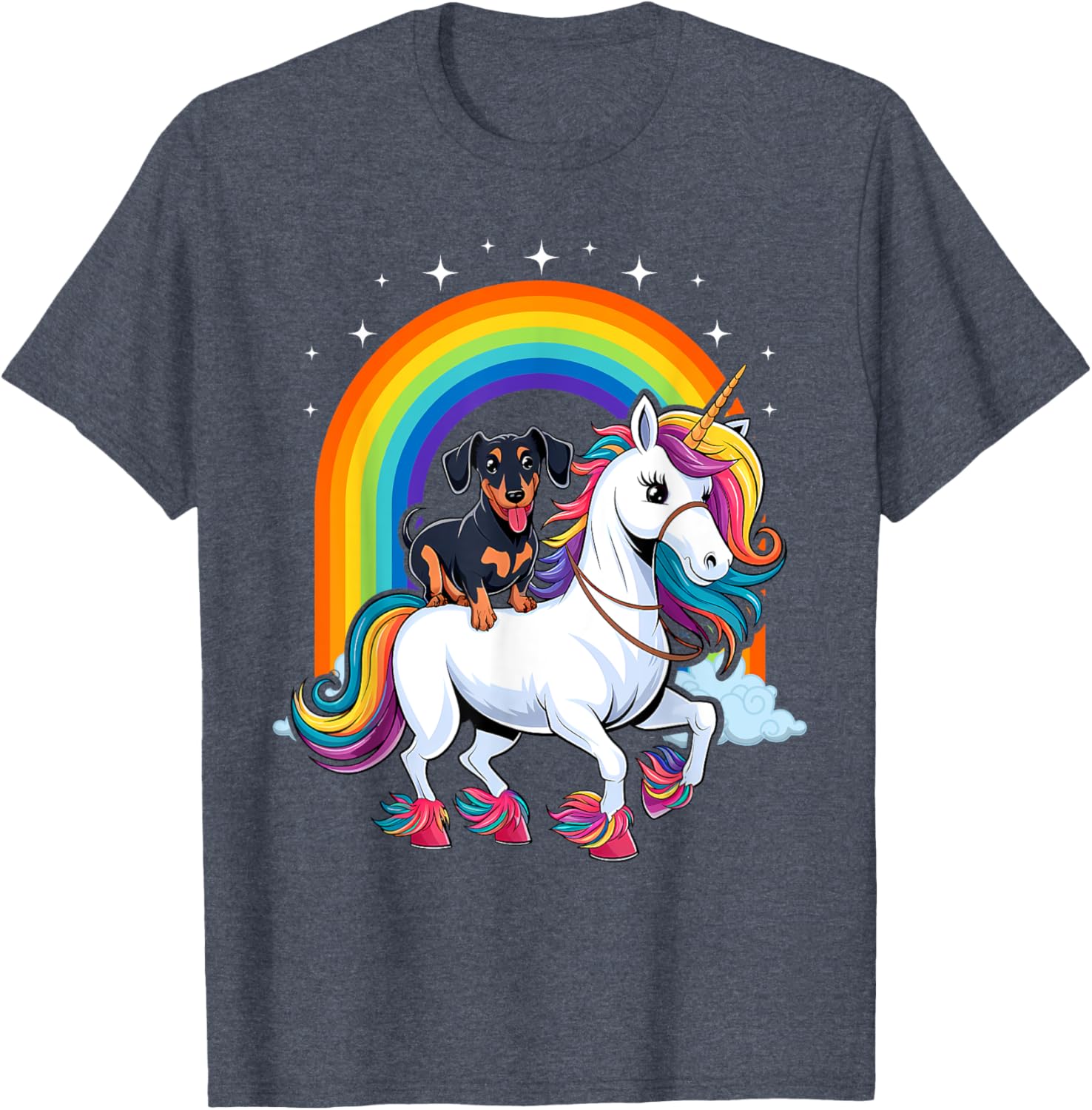 Dachshund Unicorn Galaxy Rainbow T-Shirt for Girls and Dogs - 13
