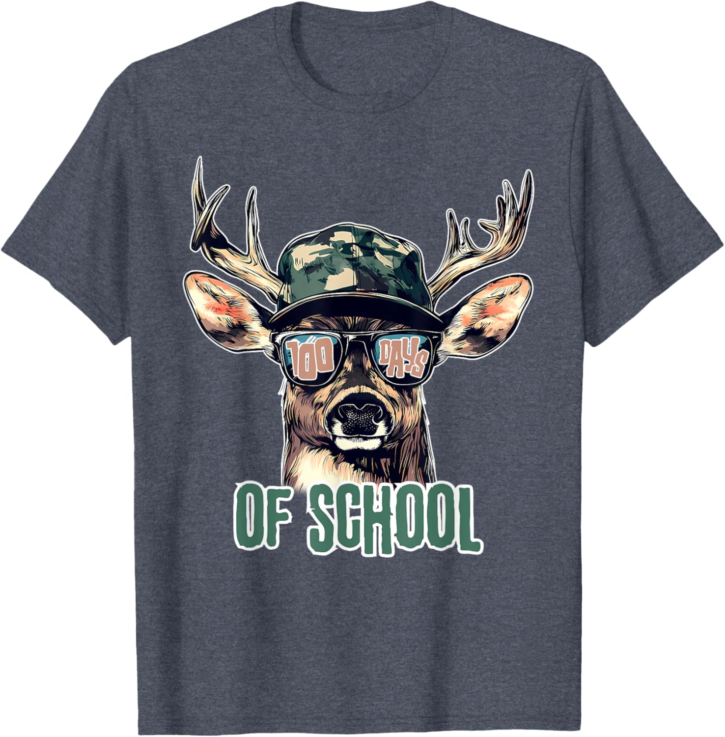 Bucked 100 Days of School Deer Hunting T-Shirt for Kids and Teens - 20