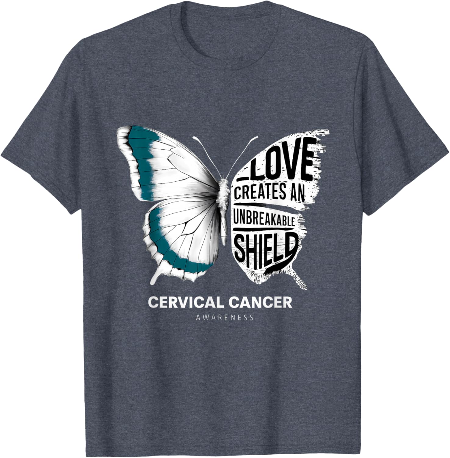 Cervical Cancer Awareness Teal Ribbon Unbreakable Shield T-Shirt - 7