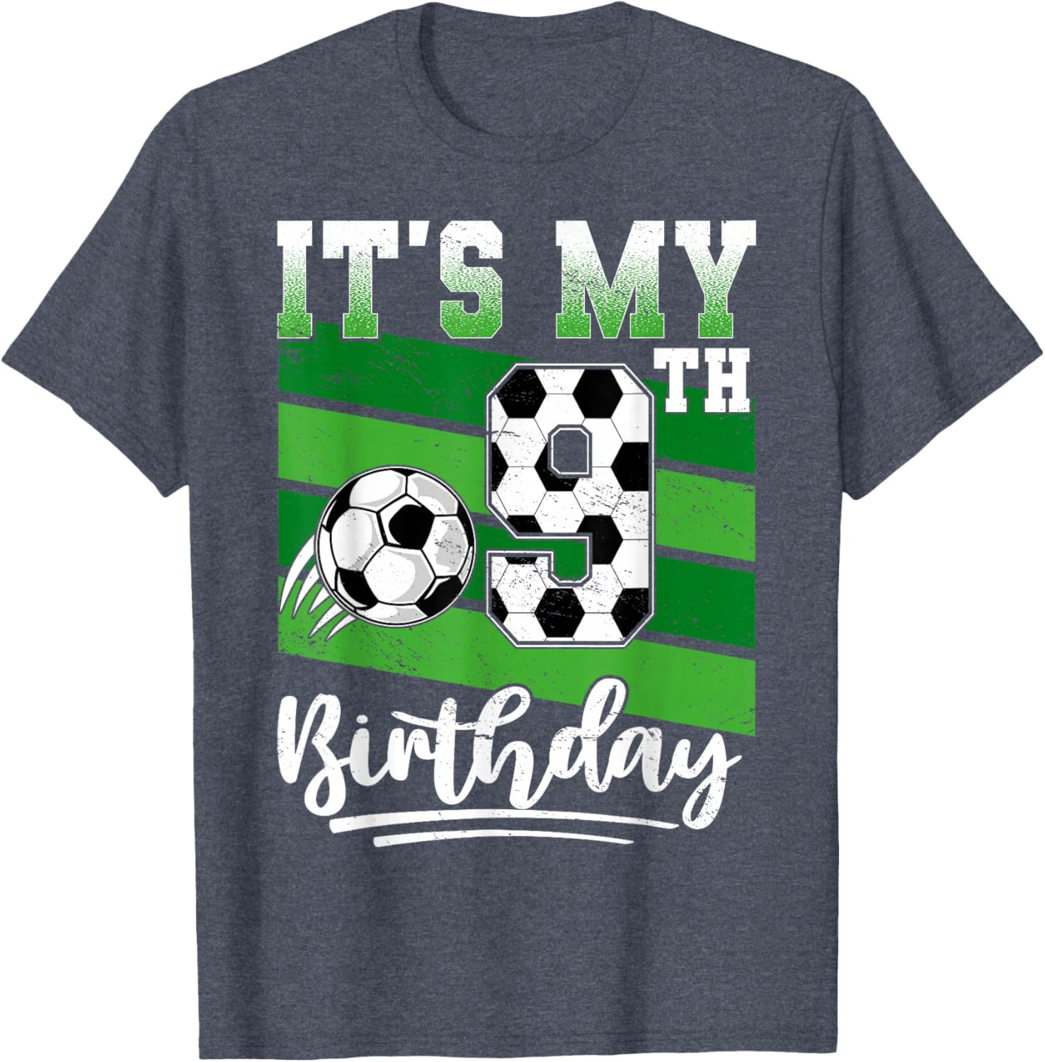 Cool 9th Birthday Soccer Ball T-Shirt for Kids Birthday Celebrations - 21