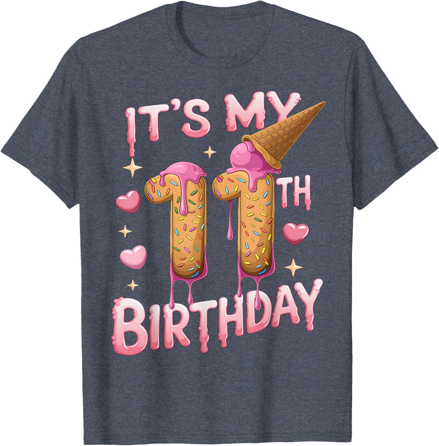 Cute Ice Cream 11th Birthday Shirt for Girls - Perfect Birthday Gift T-Shirt - 19
