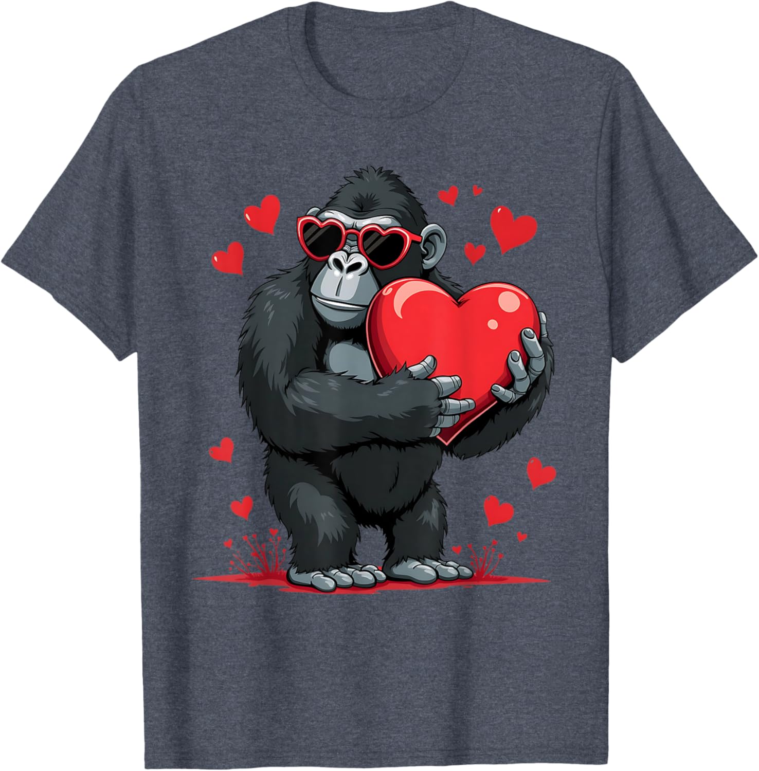 Funny Gorilla Heart Sunglasses T-Shirt for Boys Perfect for Valentine's Day - 9