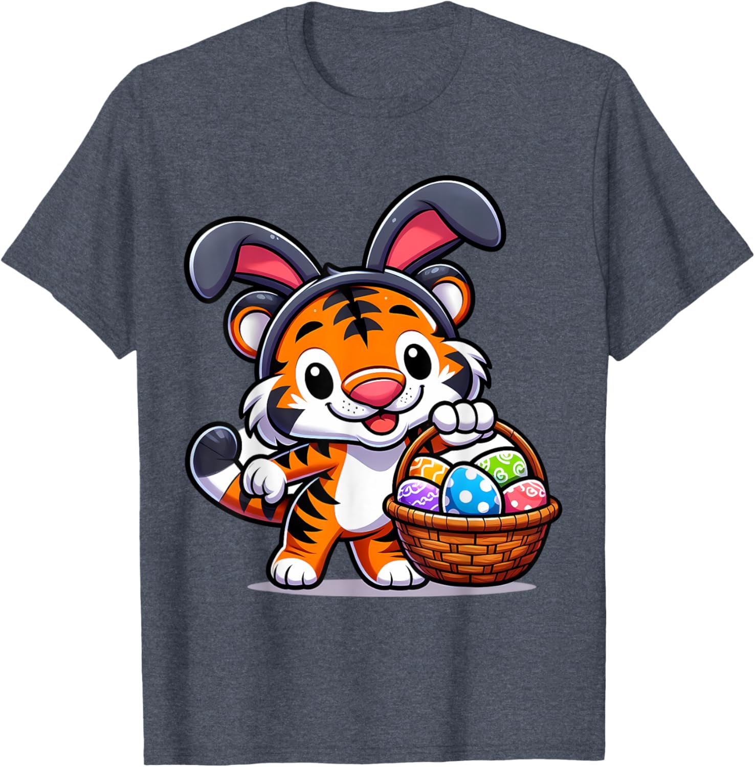 Cute Bunny Ear Tiger Easter Eggs T-Shirt for Kids and Babies - 22