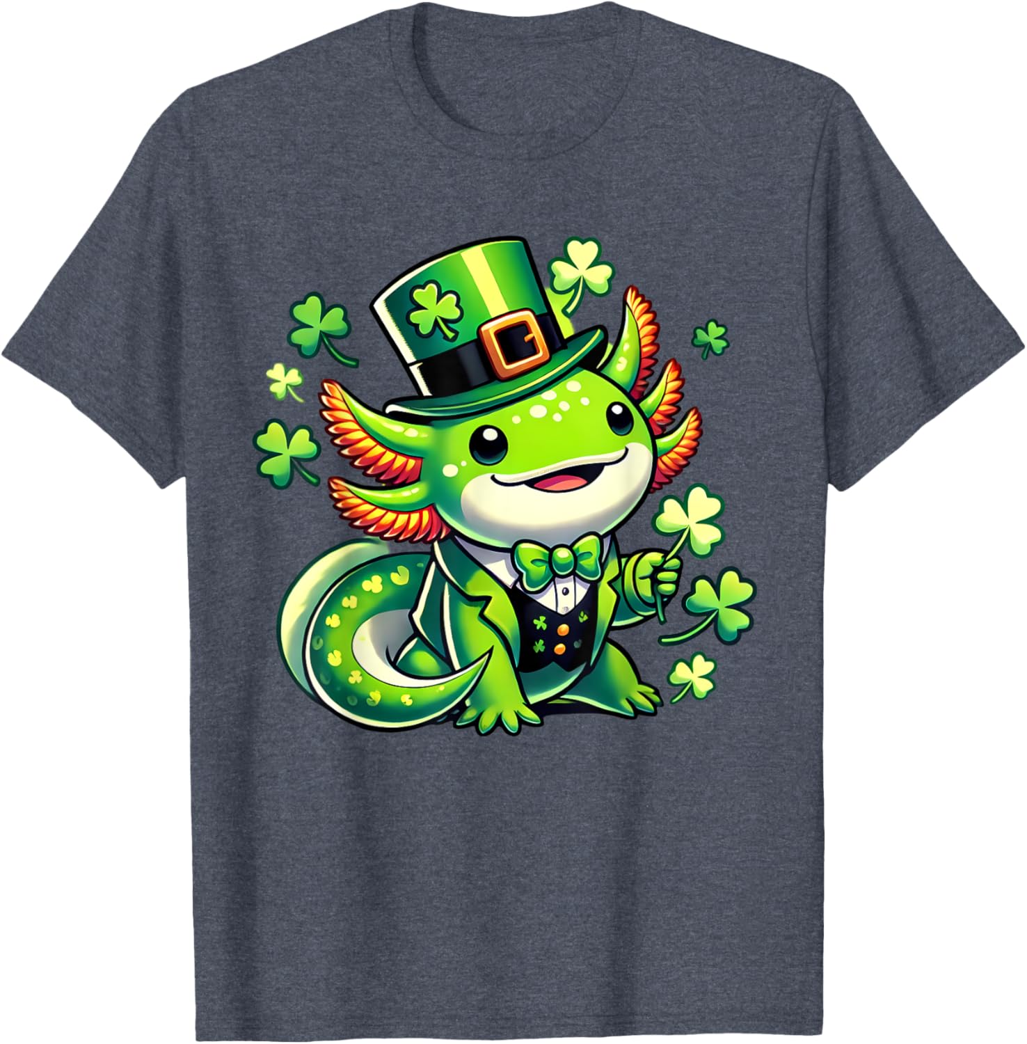 Cute St. Patrick's Day Axolotl Leprechaun T-Shirt for All Ages - 1