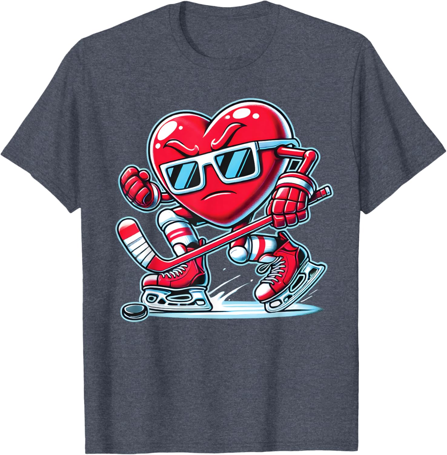 Cute Heart Ice Hockey T-Shirt for Valentine's Day - Men, Women, Boys - 26