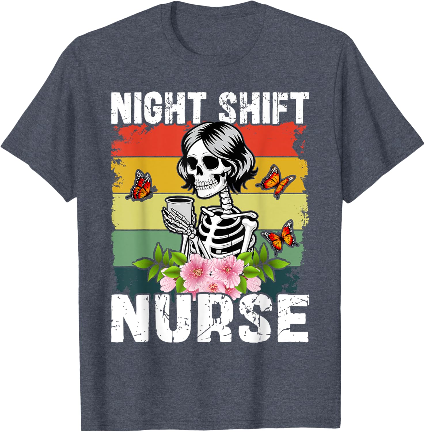 Funny Night Shift Nurse Skeleton T-Shirt for Healthcare Professionals - 4