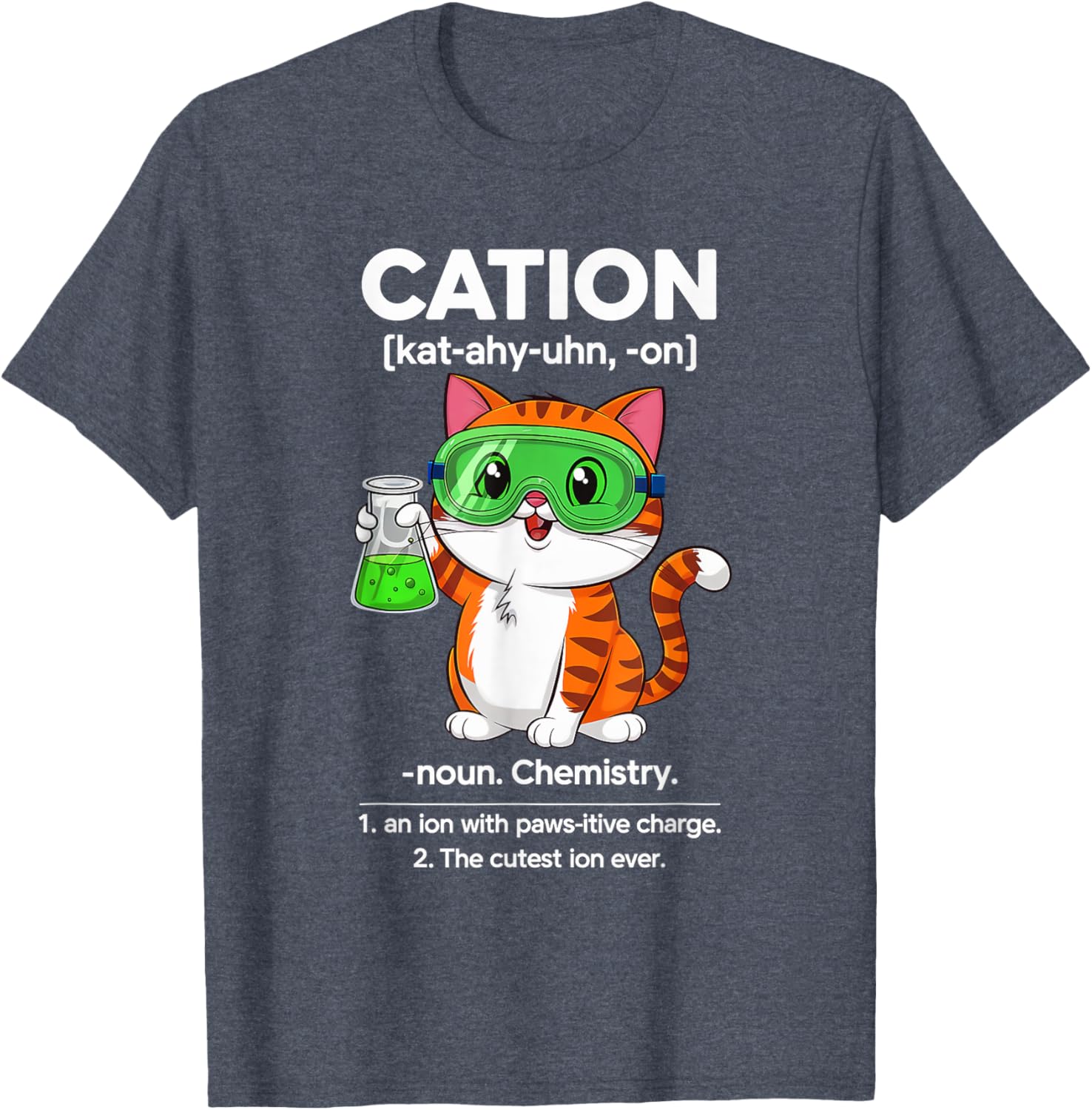 Cation Cat Chemistry T-Shirt for Cat Lovers - Fun Science for All Ages - 1
