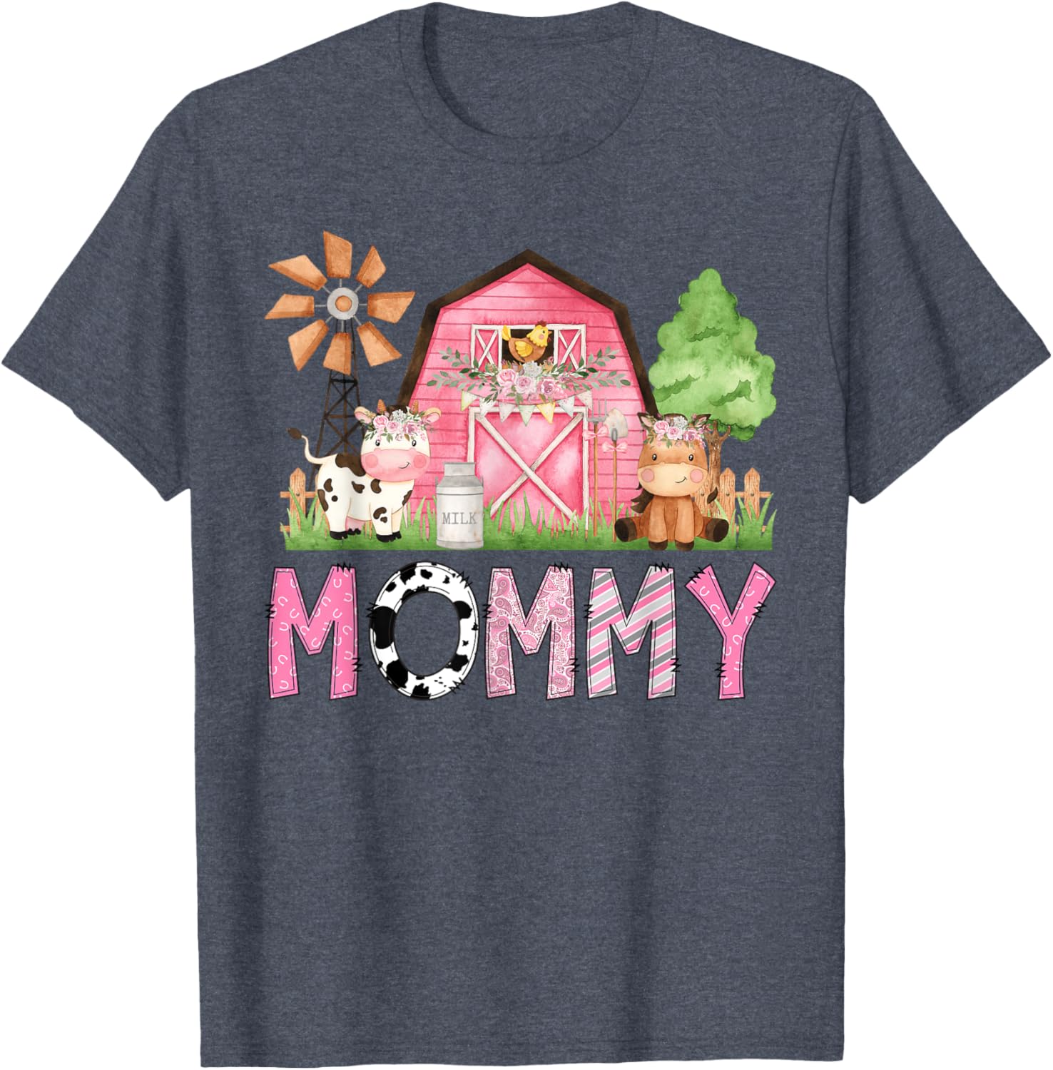 Cute Mommy Pink Farm Animal Birthday Matching Family T-Shirt for Kids - 9