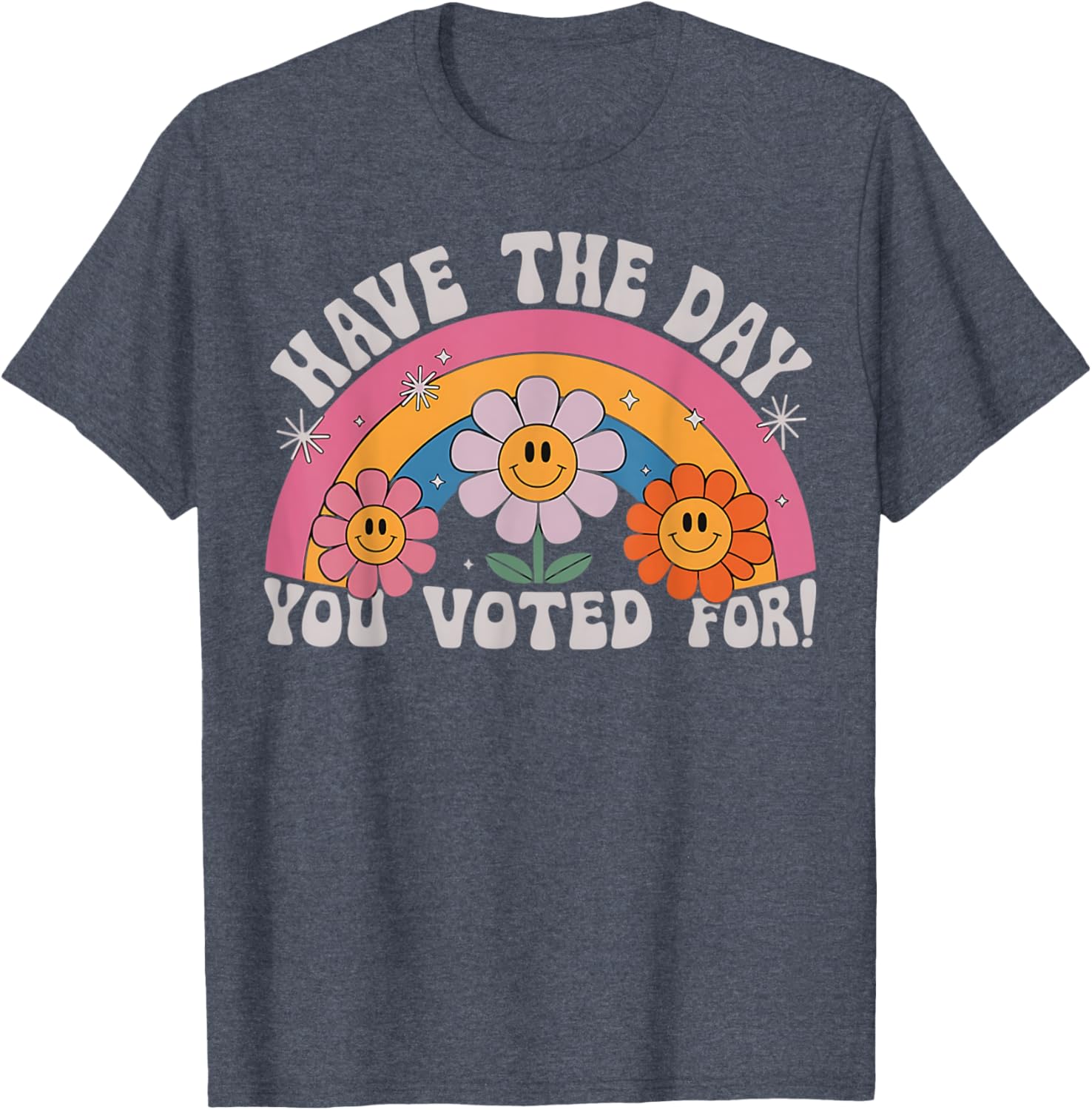 Funny Groovy Rainbow Flower T-Shirt Perfect for Voting Day Pride - 2