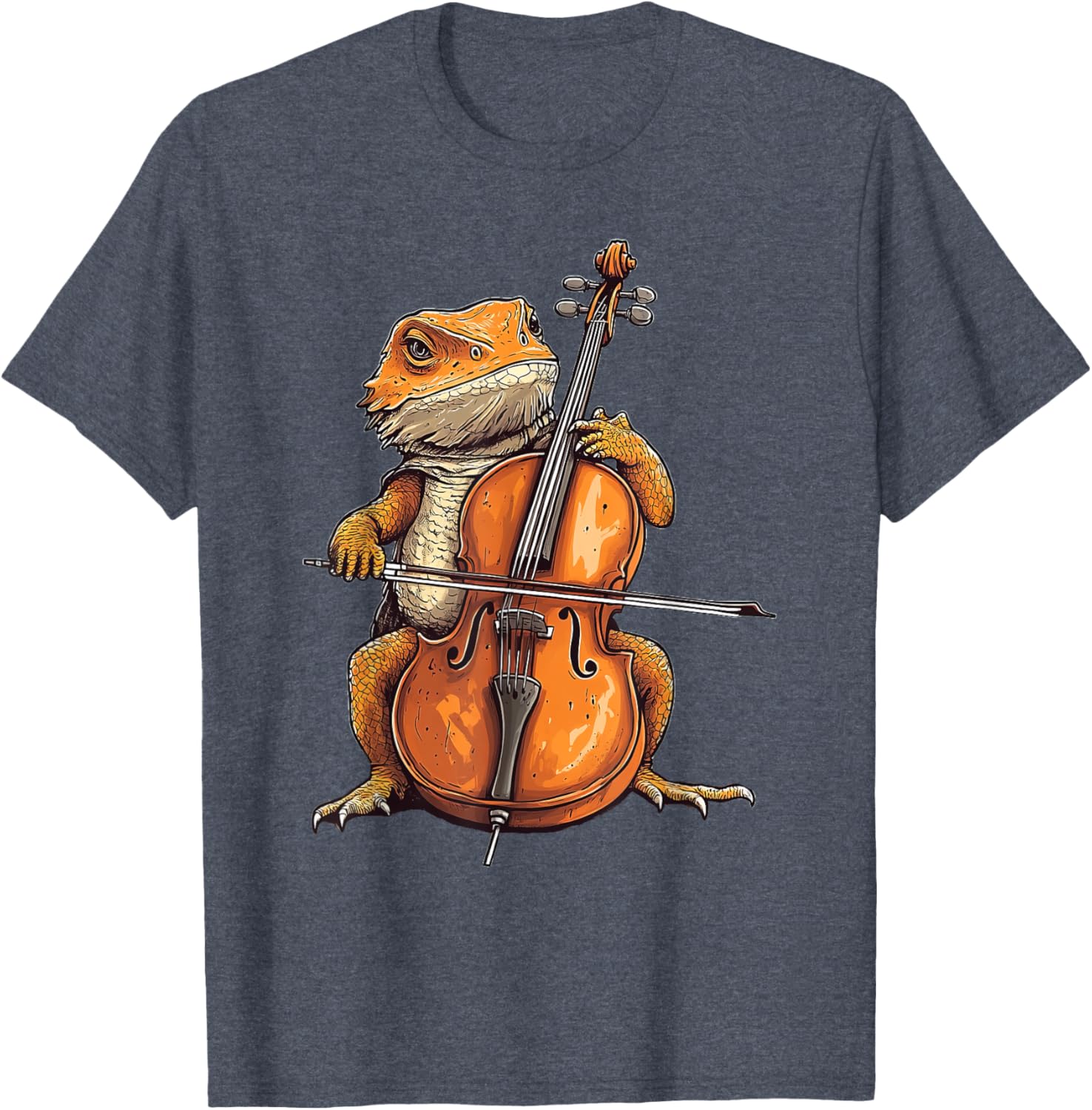 Cute Bearded Dragon Playing Cello Musician T-Shirt for Music Lovers - 8