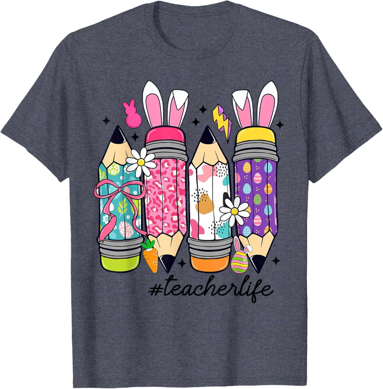 Coquette Bow Easter Bunny Teacher Life T-Shirt for Fun Classroom Style - 9