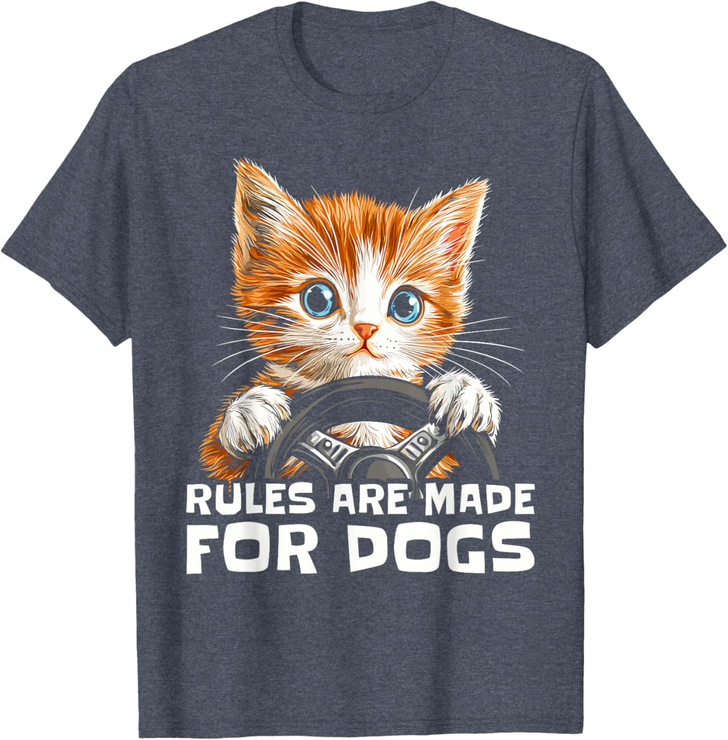 Funny Cat Lover T-Shirt - Rules Are Made for Dogs Driving Cat Shirt - 2