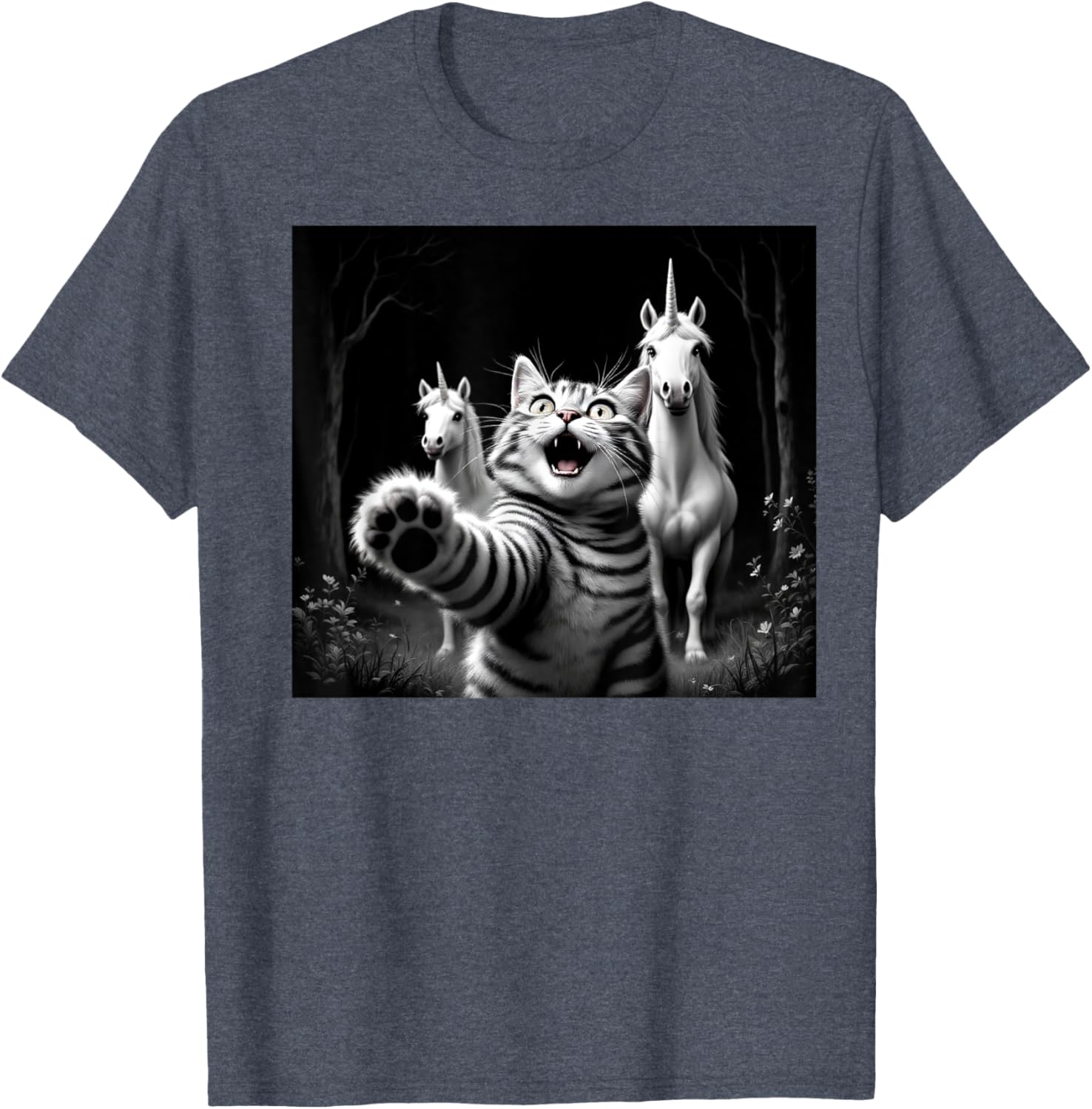 Funny Cat and Unicorn Selfie T-Shirt for Cat Lovers and Kids - 17