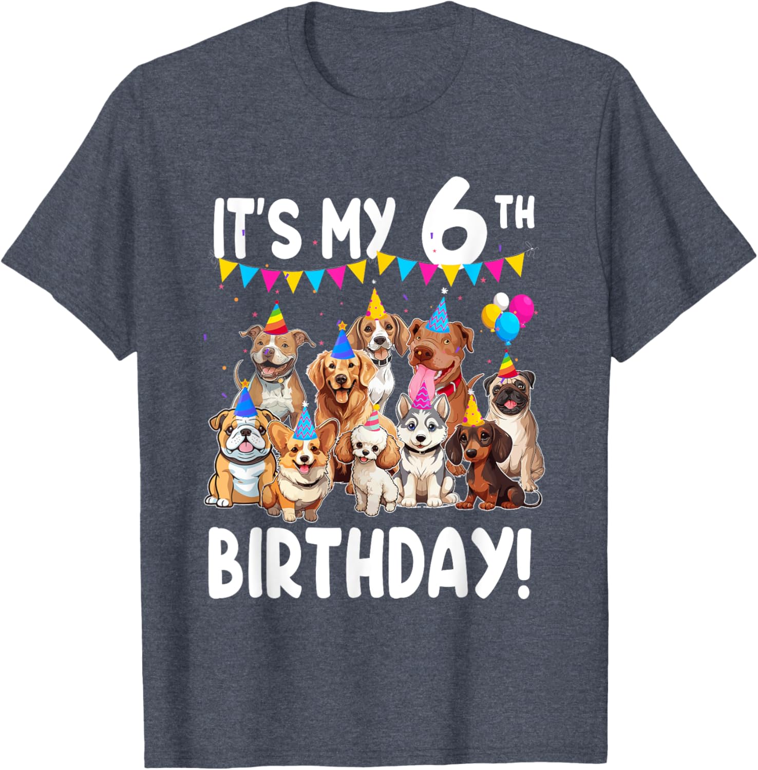 Cute Dogs Lover 6th Birthday T-Shirt for Kids - Fun Birthday Gift! - 4