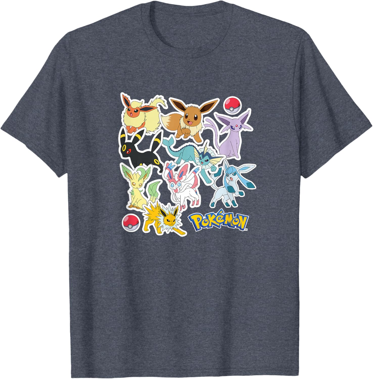Eevee and Eeveelution Stickers T-Shirt for Pokémon Fans - Cool Apparel - 10