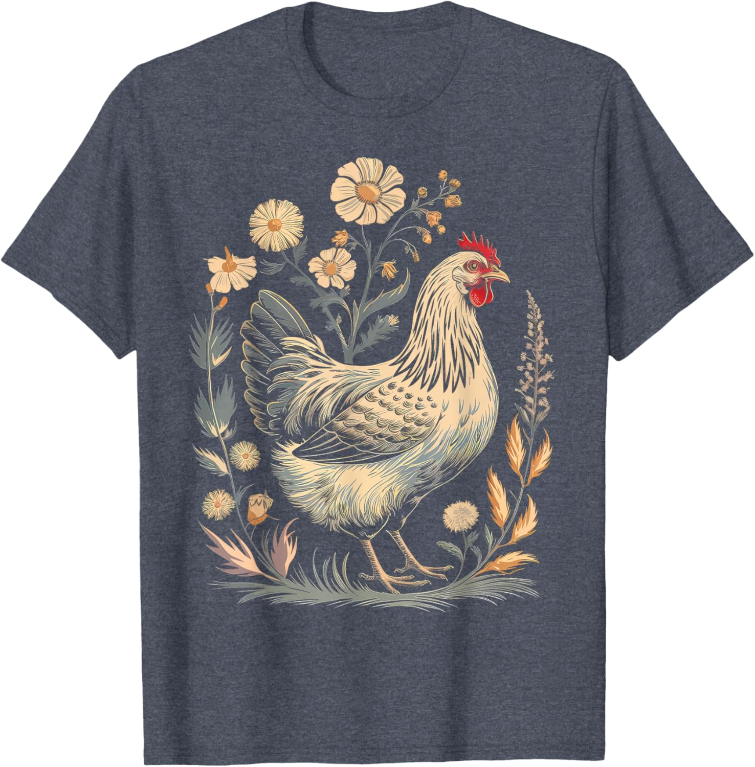 Colorful Chicken Floral Art T-Shirt for Women - Perfect for Farm Lovers - 10