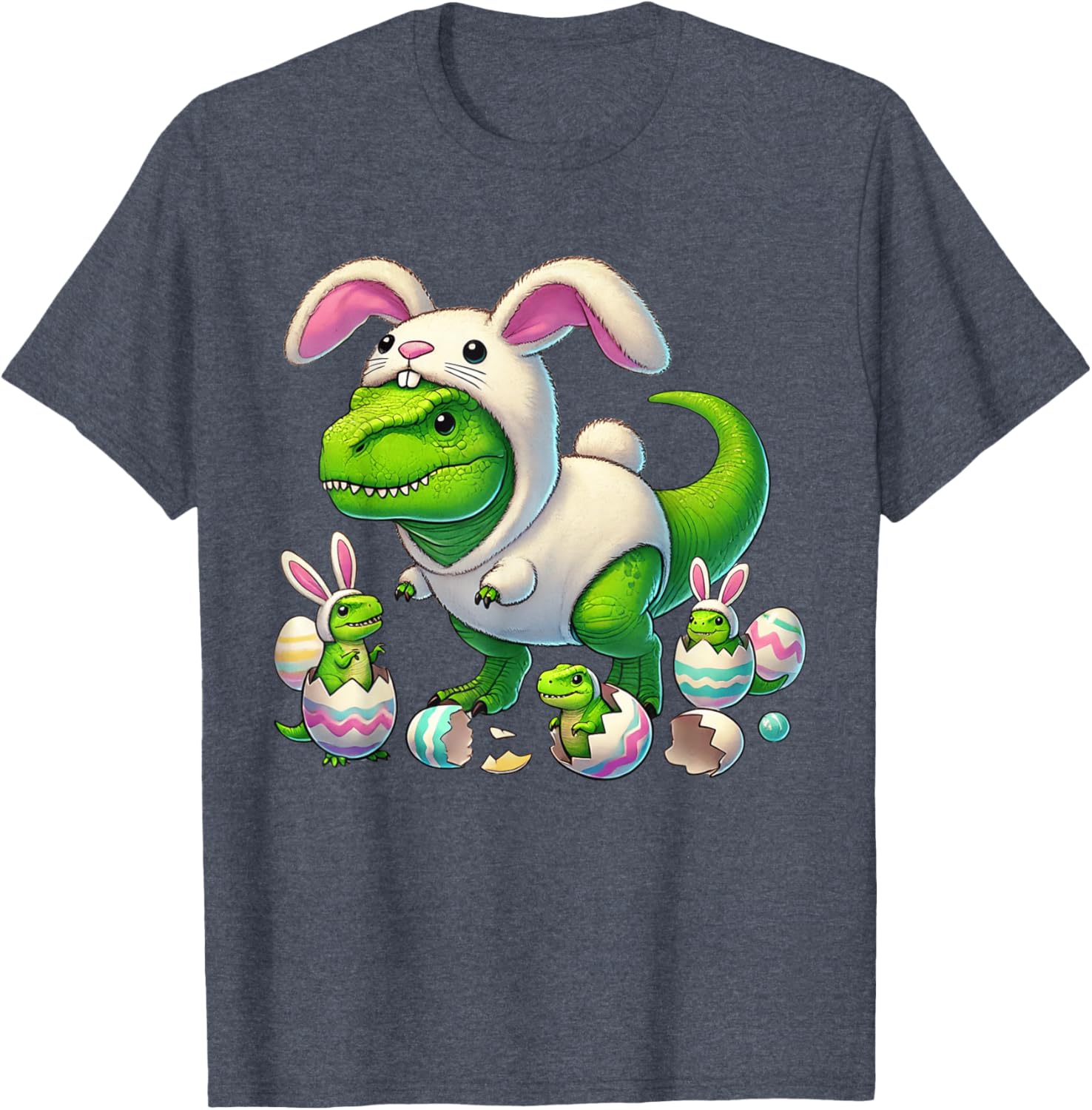 Funny Easter T-Rex Bunny Ears Kids T-Shirt for Boys - Dino Costume Delight - 11