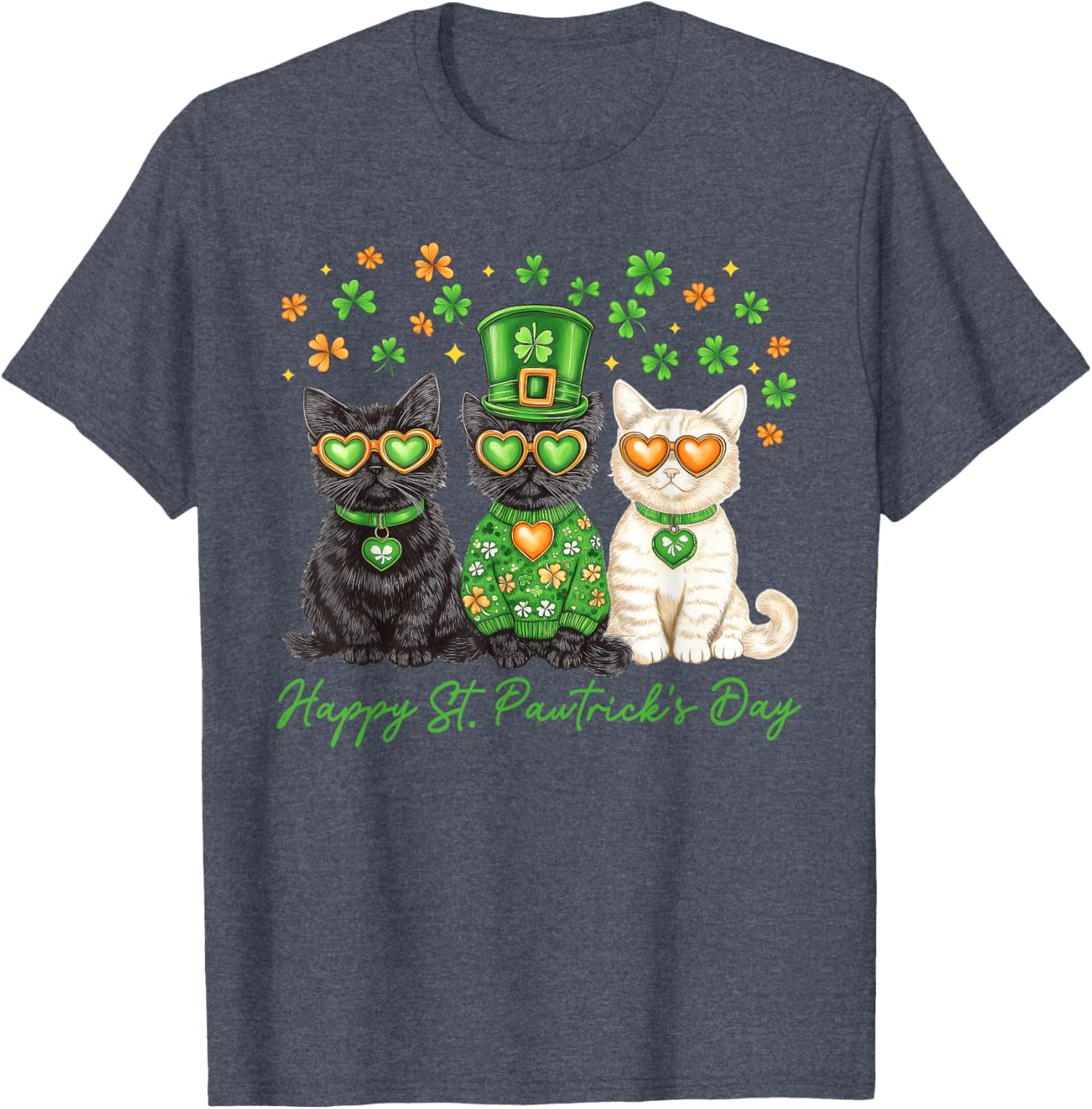 Cute Cat St Pawtrick's Day Shamrock T-Shirt for Cat Lovers - 7