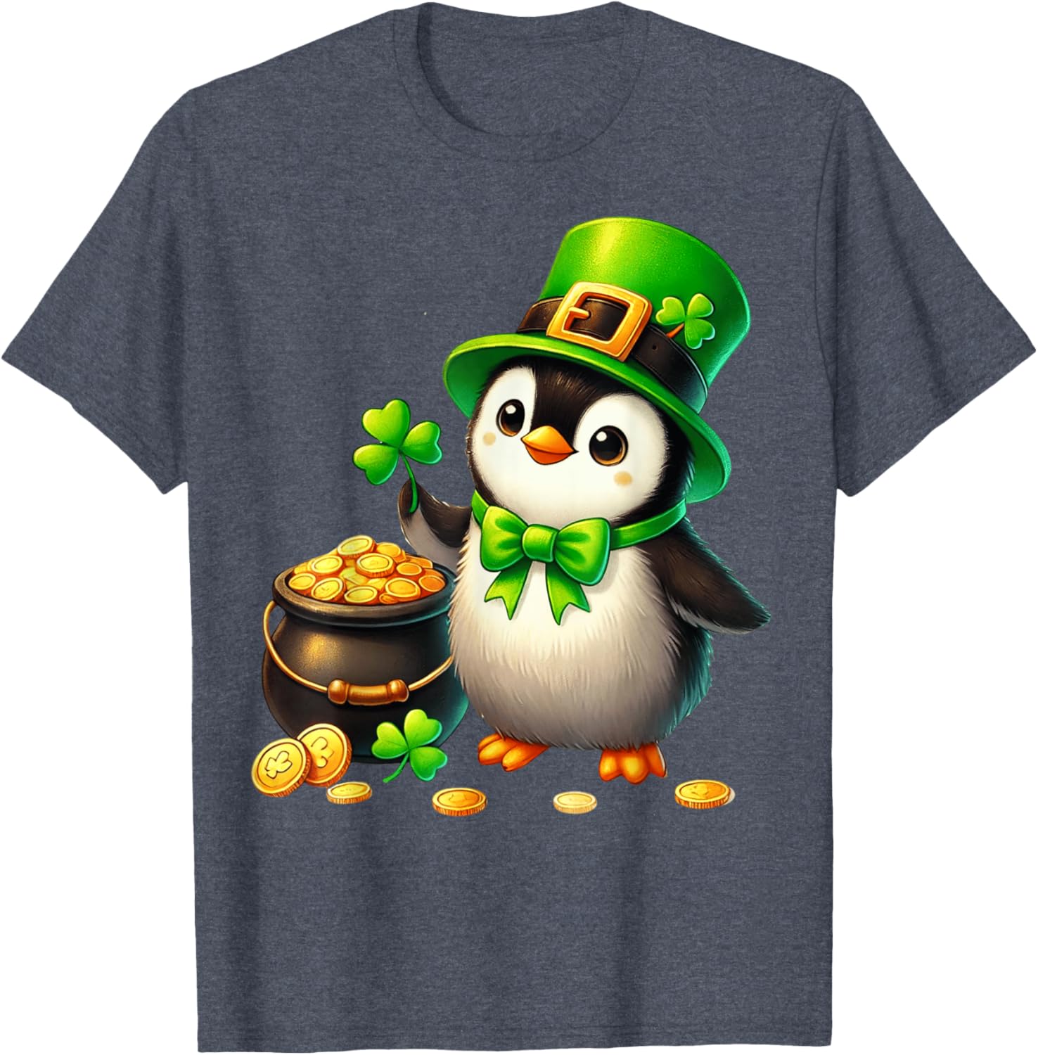 Cute Penguin Leprechaun St Patricks Day T-Shirt for Kids and Teens - 14