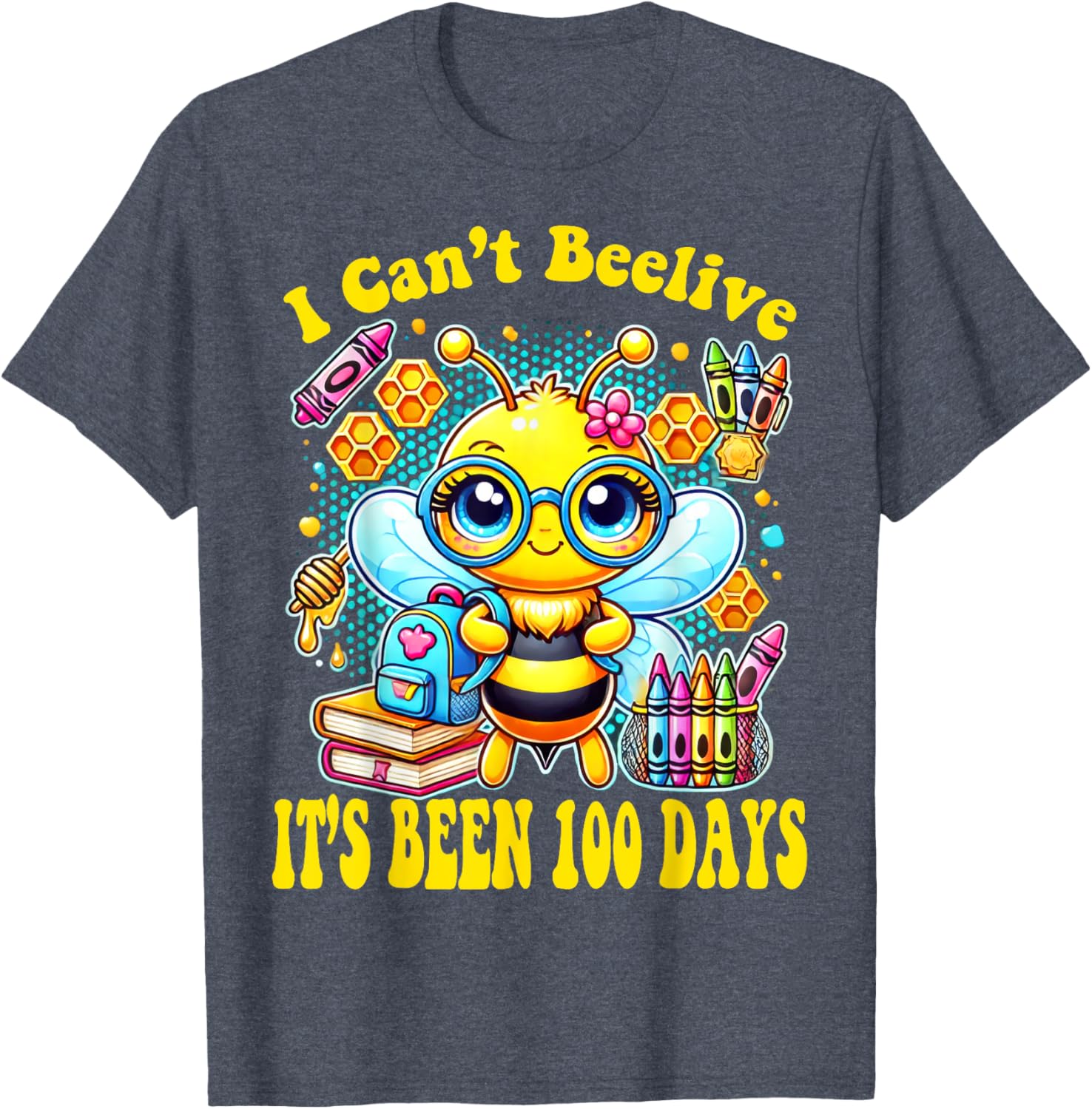 Funny Bee 100 Days of School T-Shirt for Kids - Perfect Milestone Outfit - 9