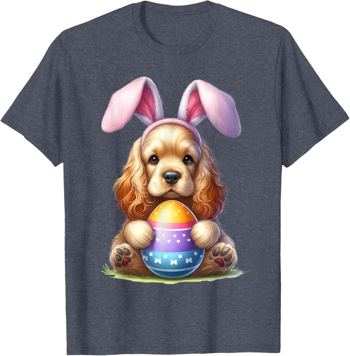 Cute Bunny Cocker Spaniel Easter T-Shirt for Men and Women Celebrating Spring - 12