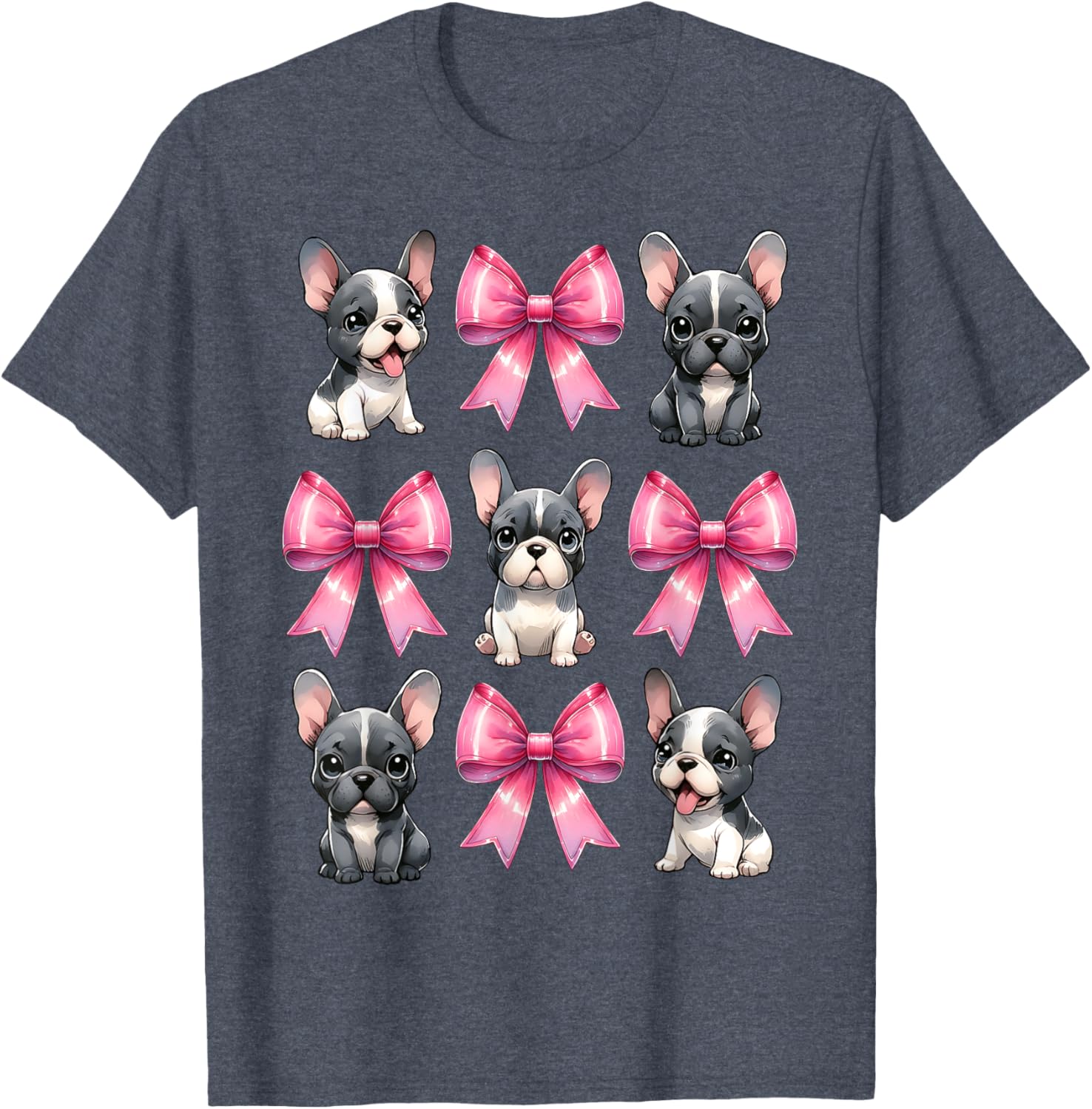 Cute Coquette Bow French Bulldog Mom T-Shirt in Pink for Dog Lovers - 11