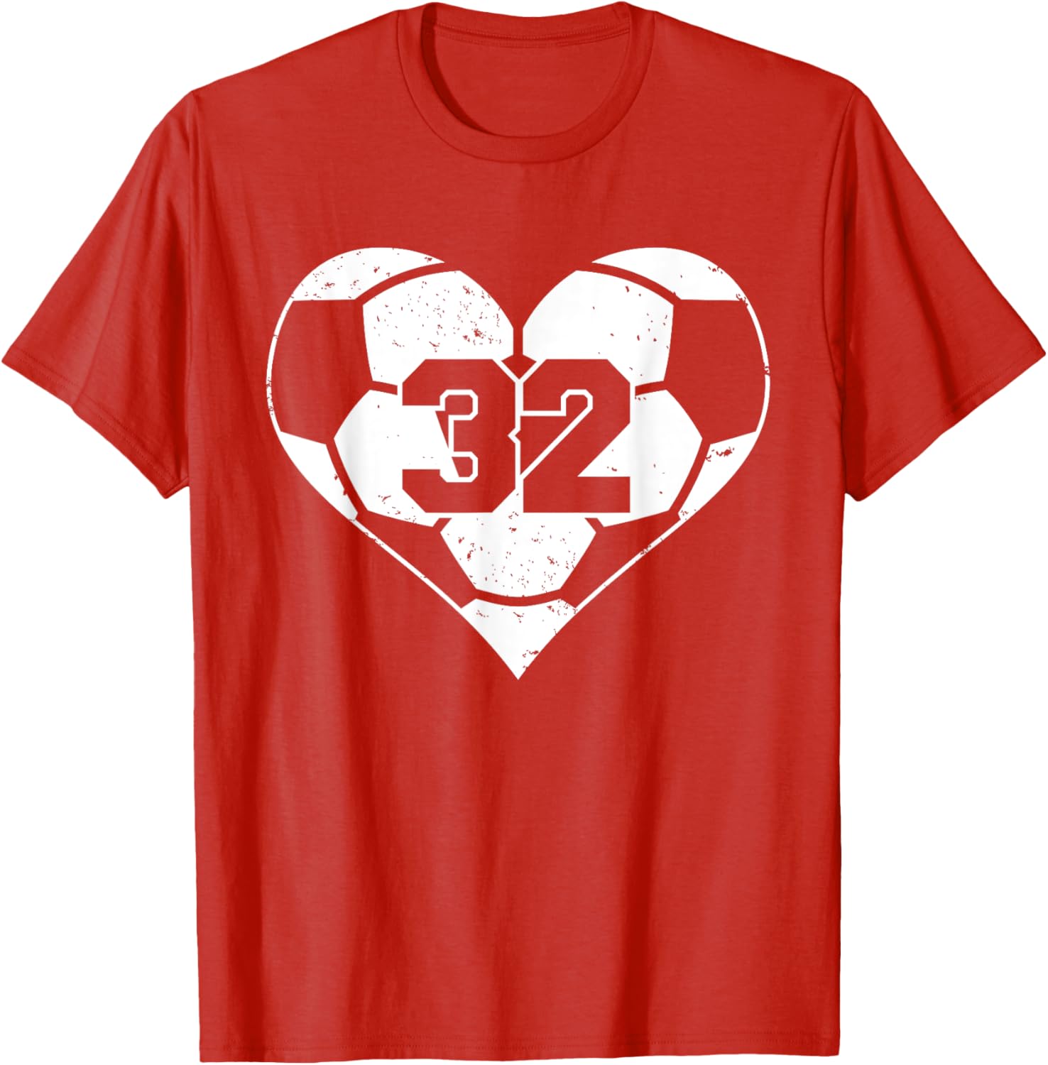 Funny Soccer Heart Game Day T-Shirt with Number 32 Jersey Design - 19