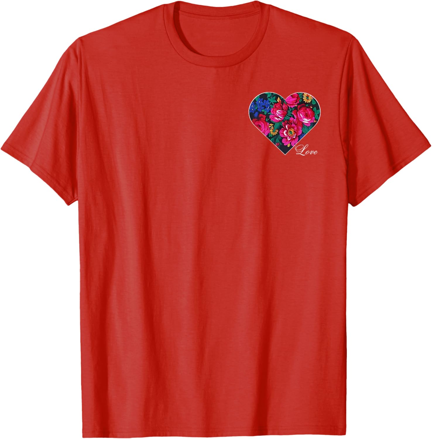 Floral Heart Love T-Shirt for Native American Women - Masani Scarf Design - 14