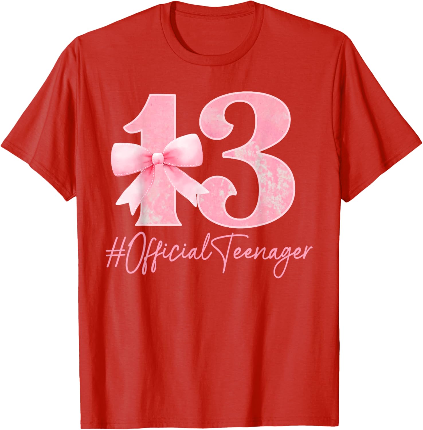 Cute Pink 13th Birthday Coquette Bow T-Shirt for Girls Turning 13 - 18
