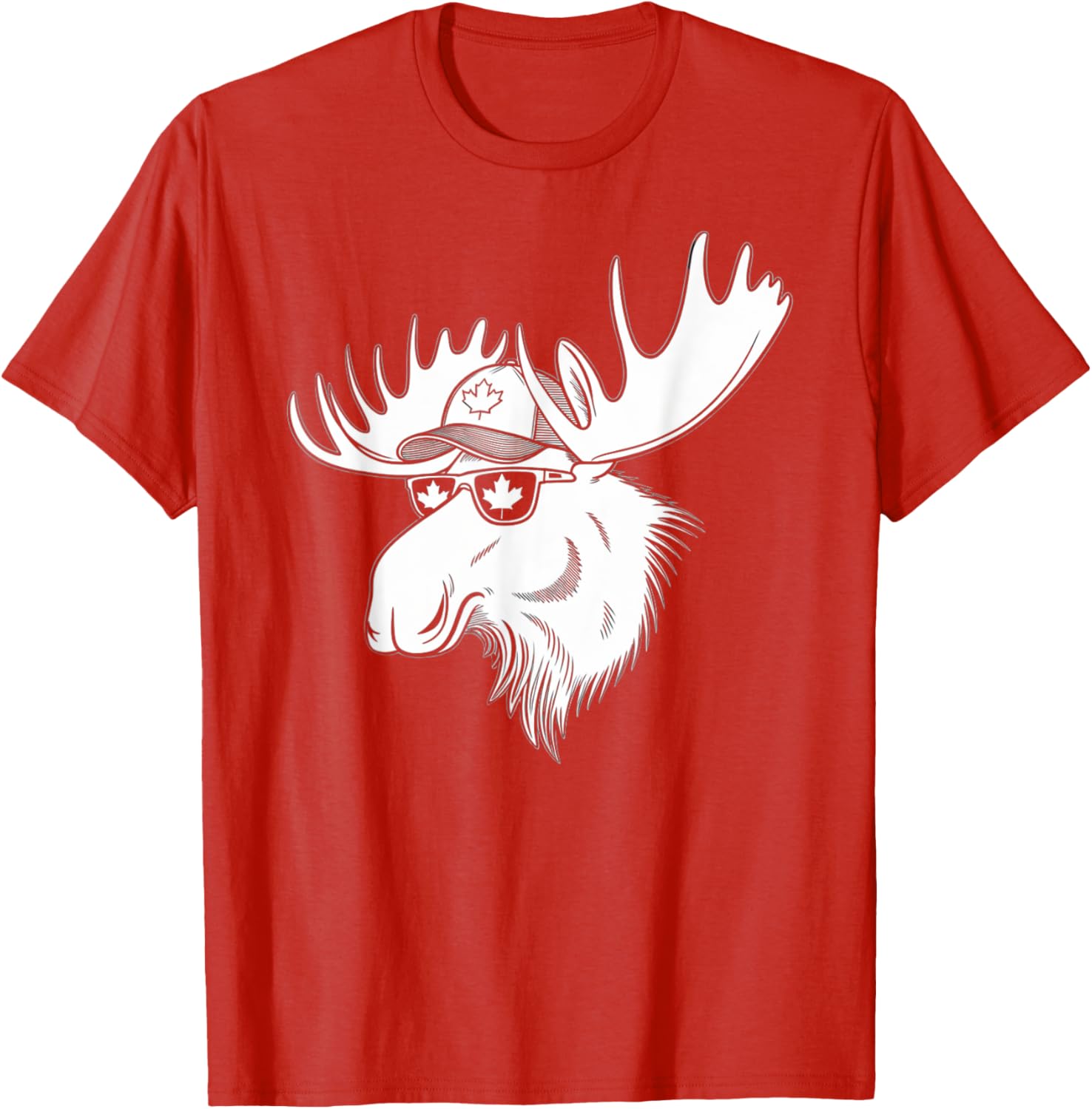 Funny Canada Day T-Shirt with Moose and Maple Leaf Sunglasses Design - 4