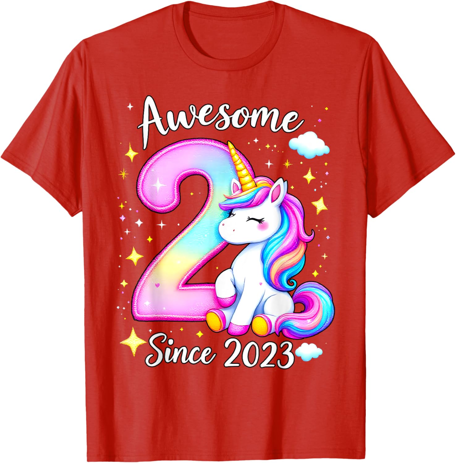 Cute Unicorn 2nd Birthday Girls T-Shirt for Awesome Celebrations - 10