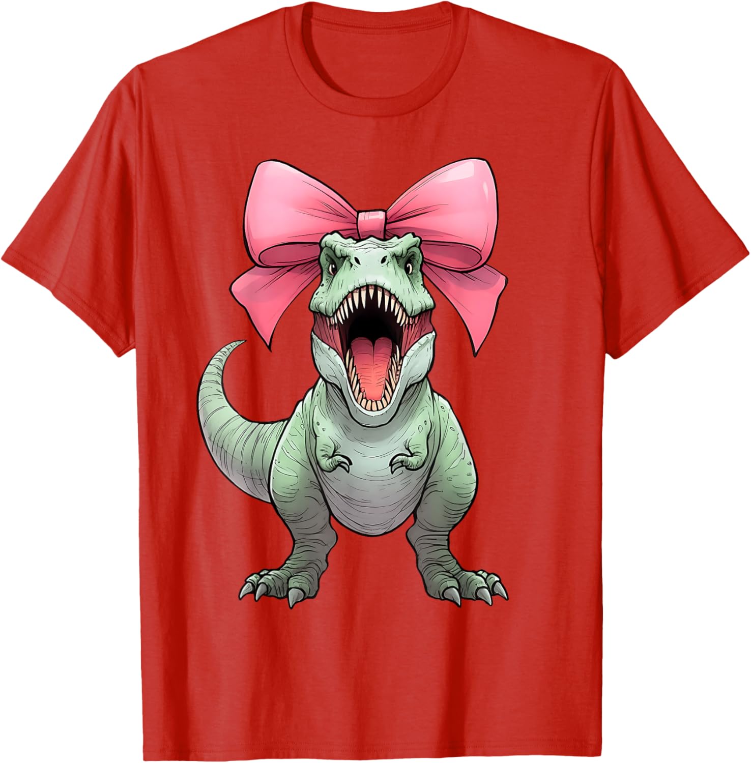 Cute Coquette Bow T-Rex Mom T-Shirt for Dinosaur Lovers - Fun & Stylish - 7
