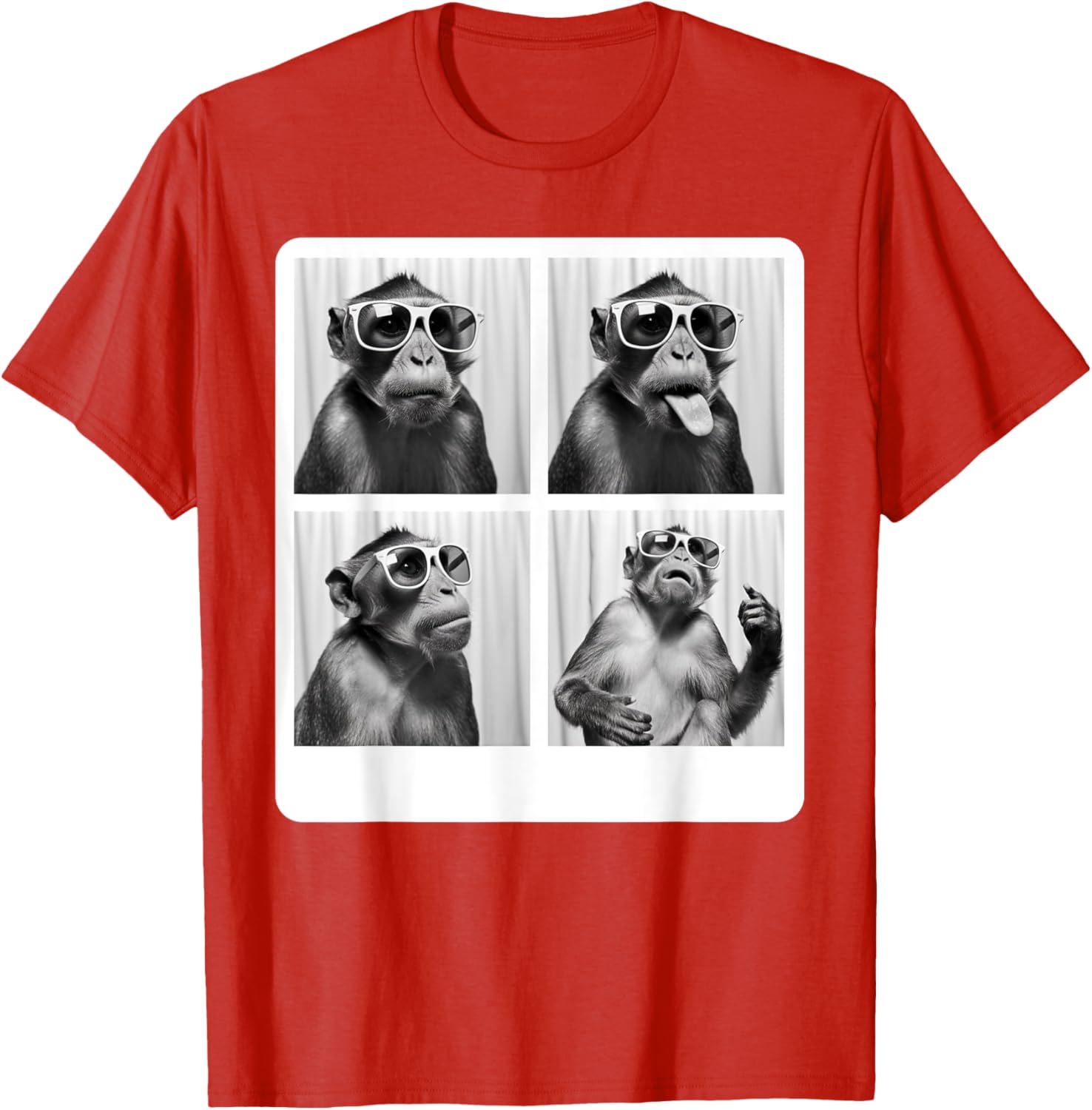 Funny Monkey Photo Booth T-Shirt with Sunglasses for Animal Lovers - 28